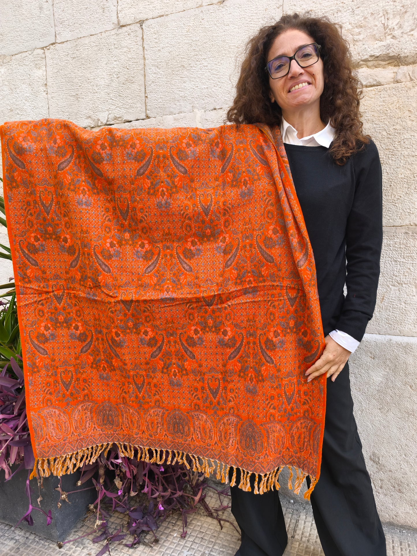 Warm Tibetan Yak Wool Shawl Scarf Stole Pashmina Blanket 75A