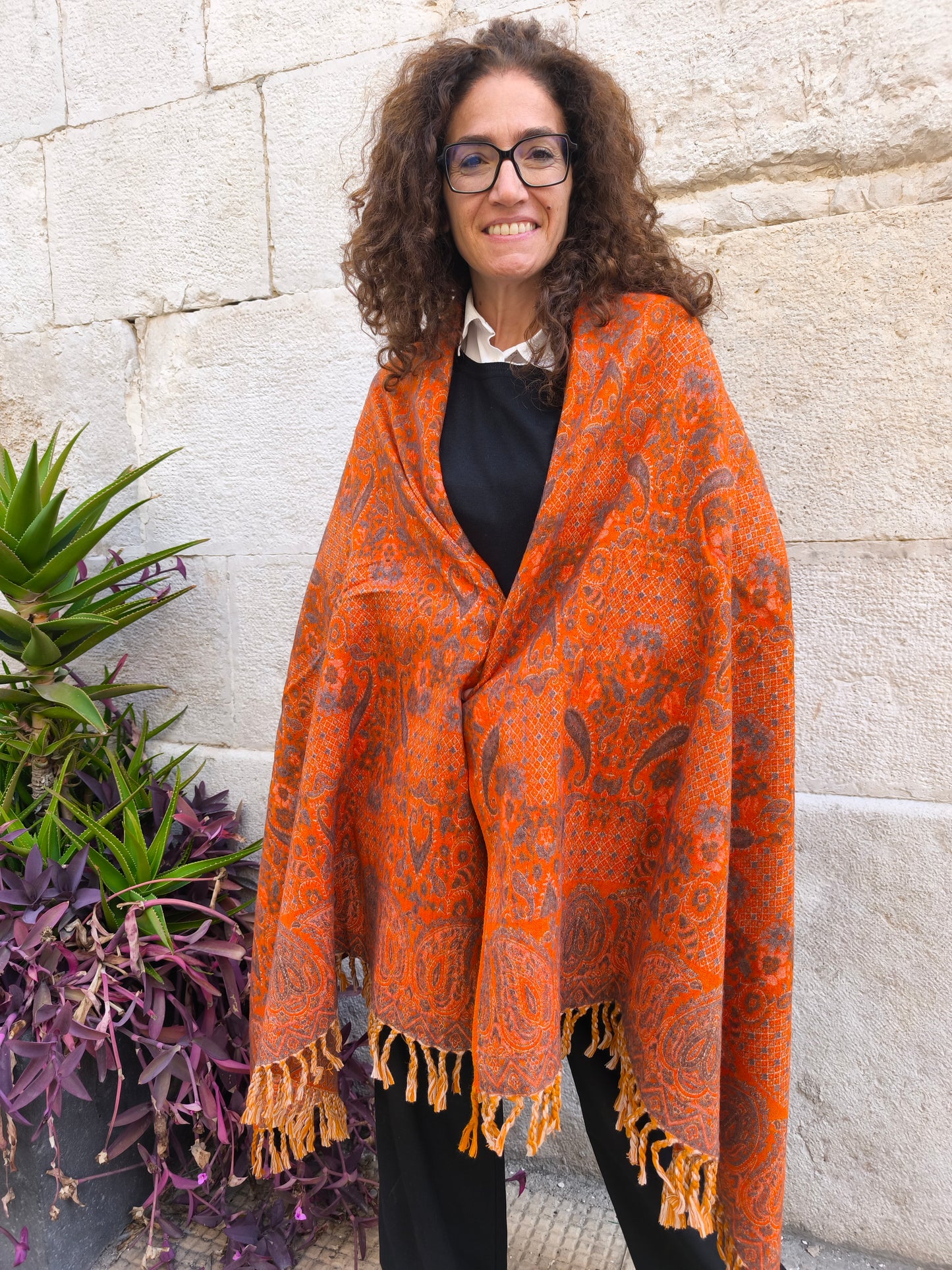 Warm Tibetan Yak Wool Shawl Scarf Stole Pashmina Blanket 75A