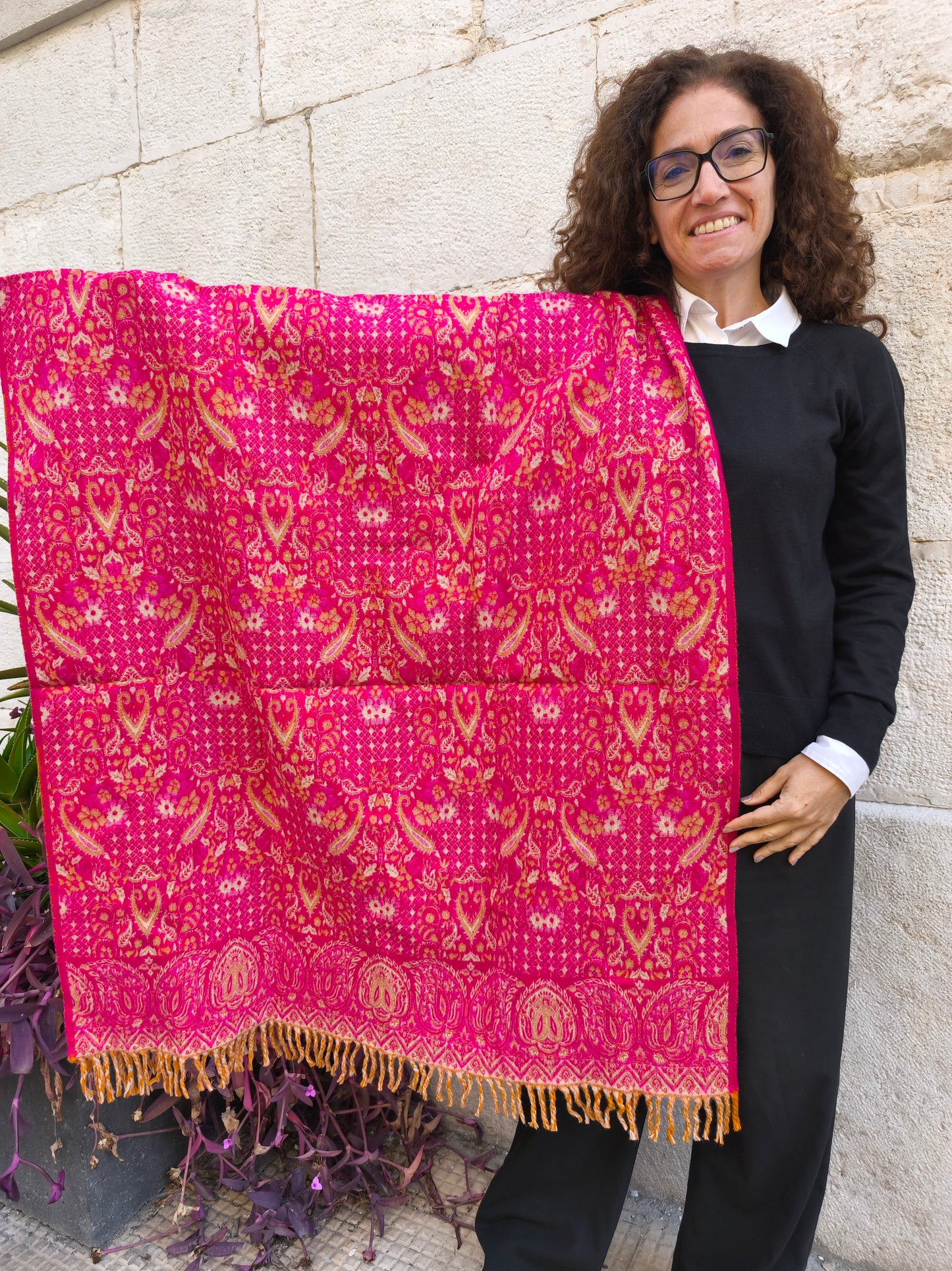 Warm Tibetan Yak Wool Shawl Scarf Stole Pashmina Blanket 75A