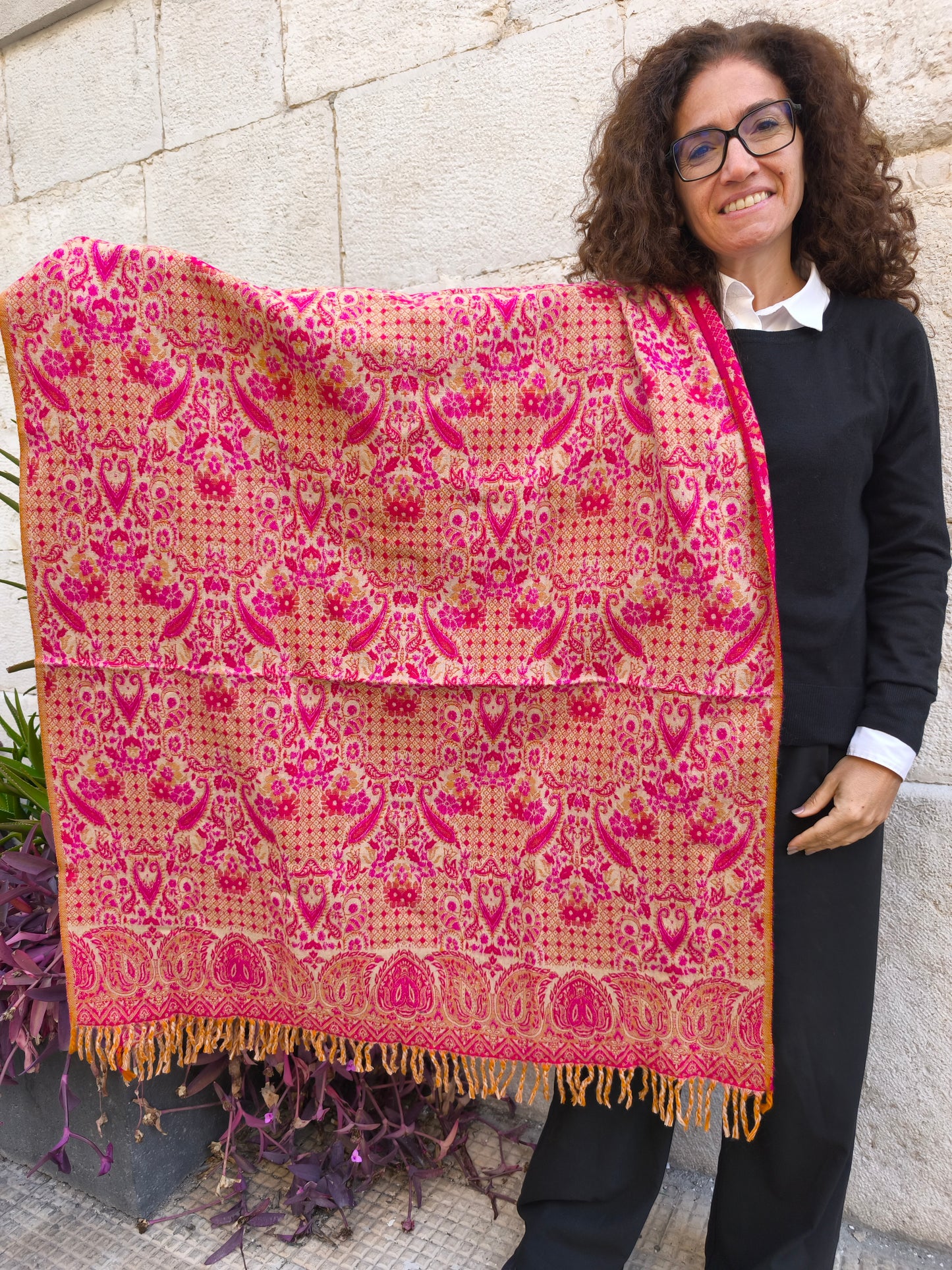 Warm Tibetan Yak Wool Shawl Scarf Stole Pashmina Blanket 75A