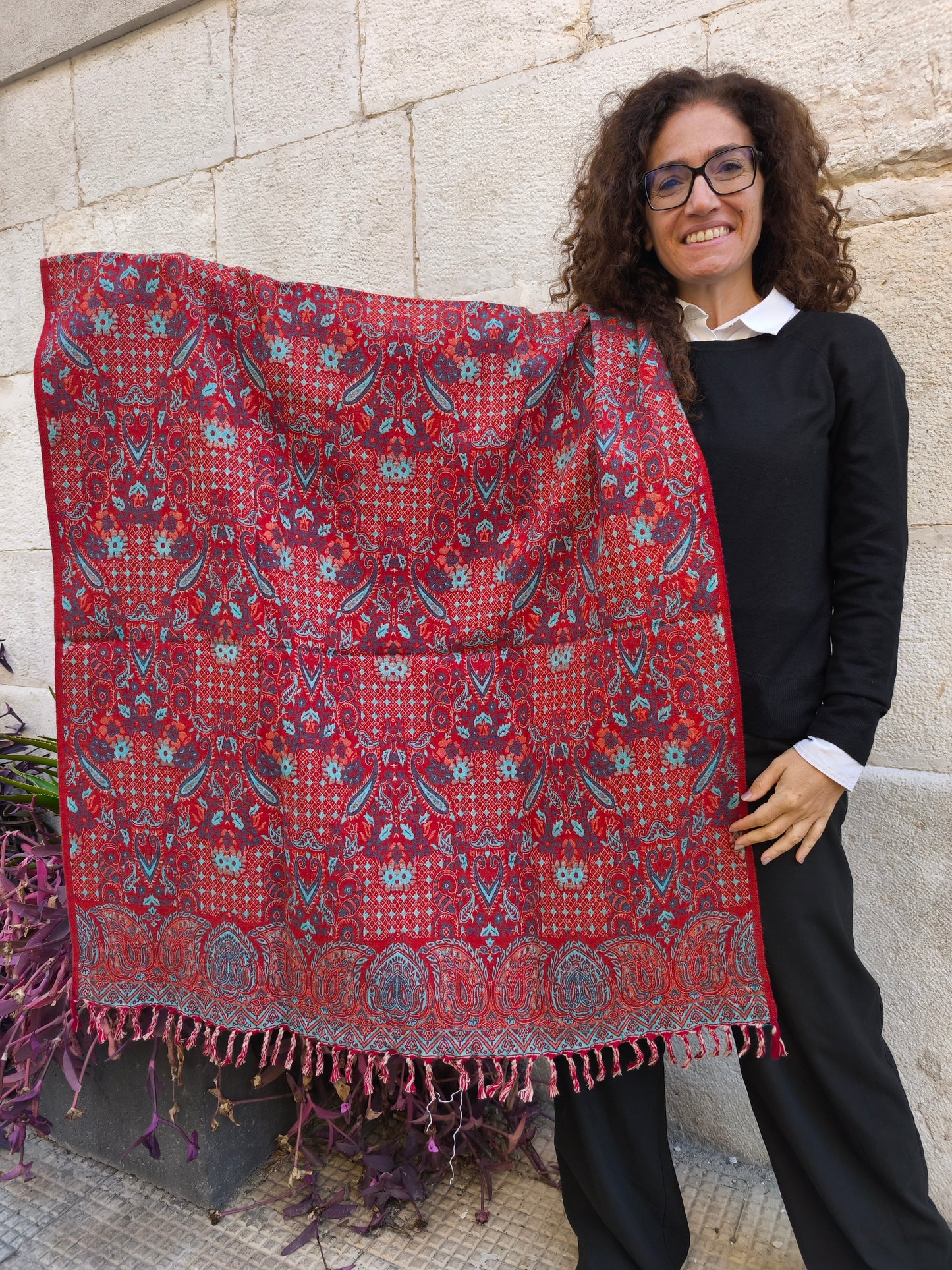 Warm Tibetan Yak Wool Shawl Scarf Stole Pashmina Blanket 75A