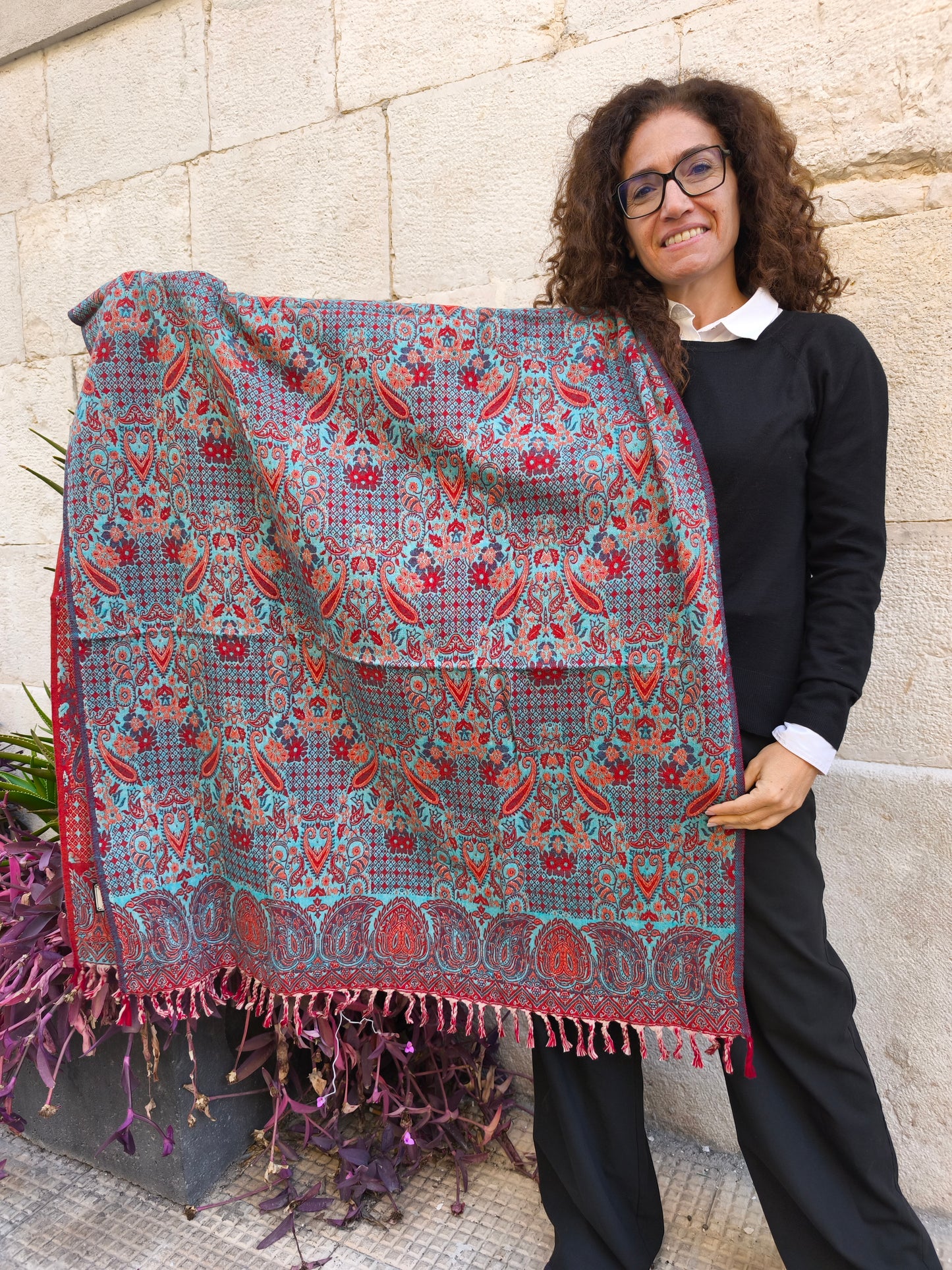 Warm Tibetan Yak Wool Shawl Scarf Stole Pashmina Blanket 75A