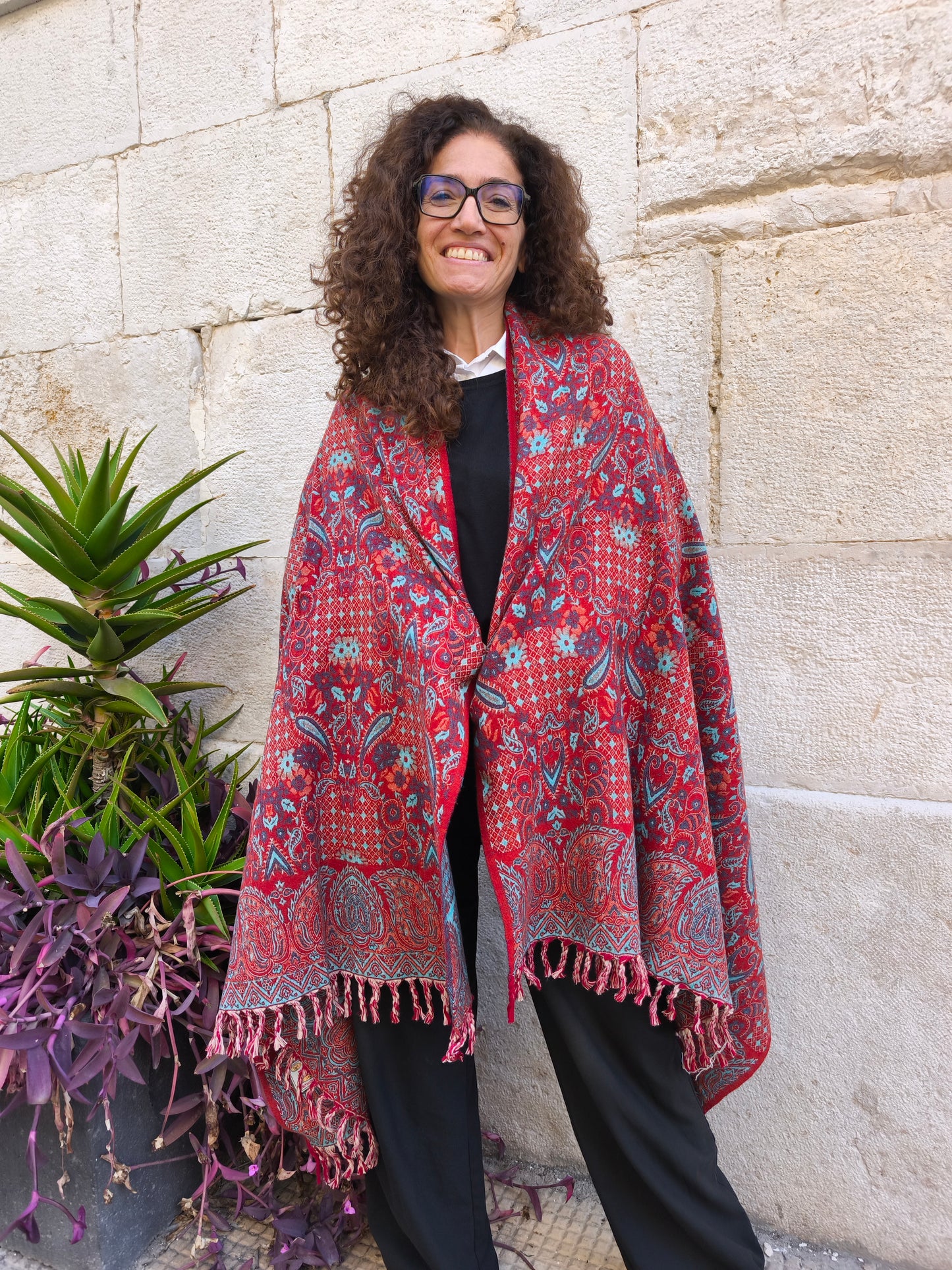 Warm Tibetan Yak Wool Shawl Scarf Stole Pashmina Blanket 75A