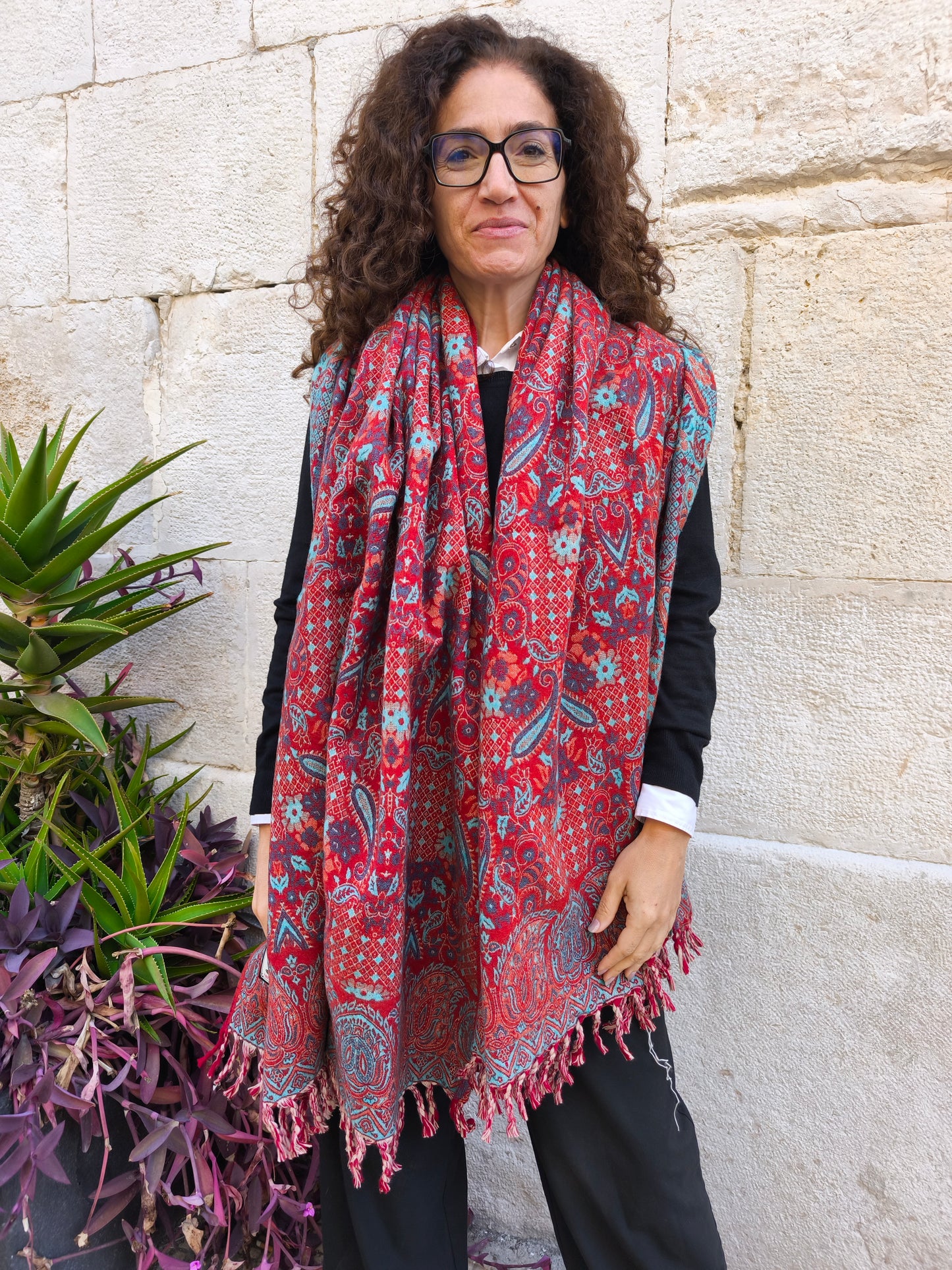 Warm Tibetan Yak Wool Shawl Scarf Stole Pashmina Blanket 75A