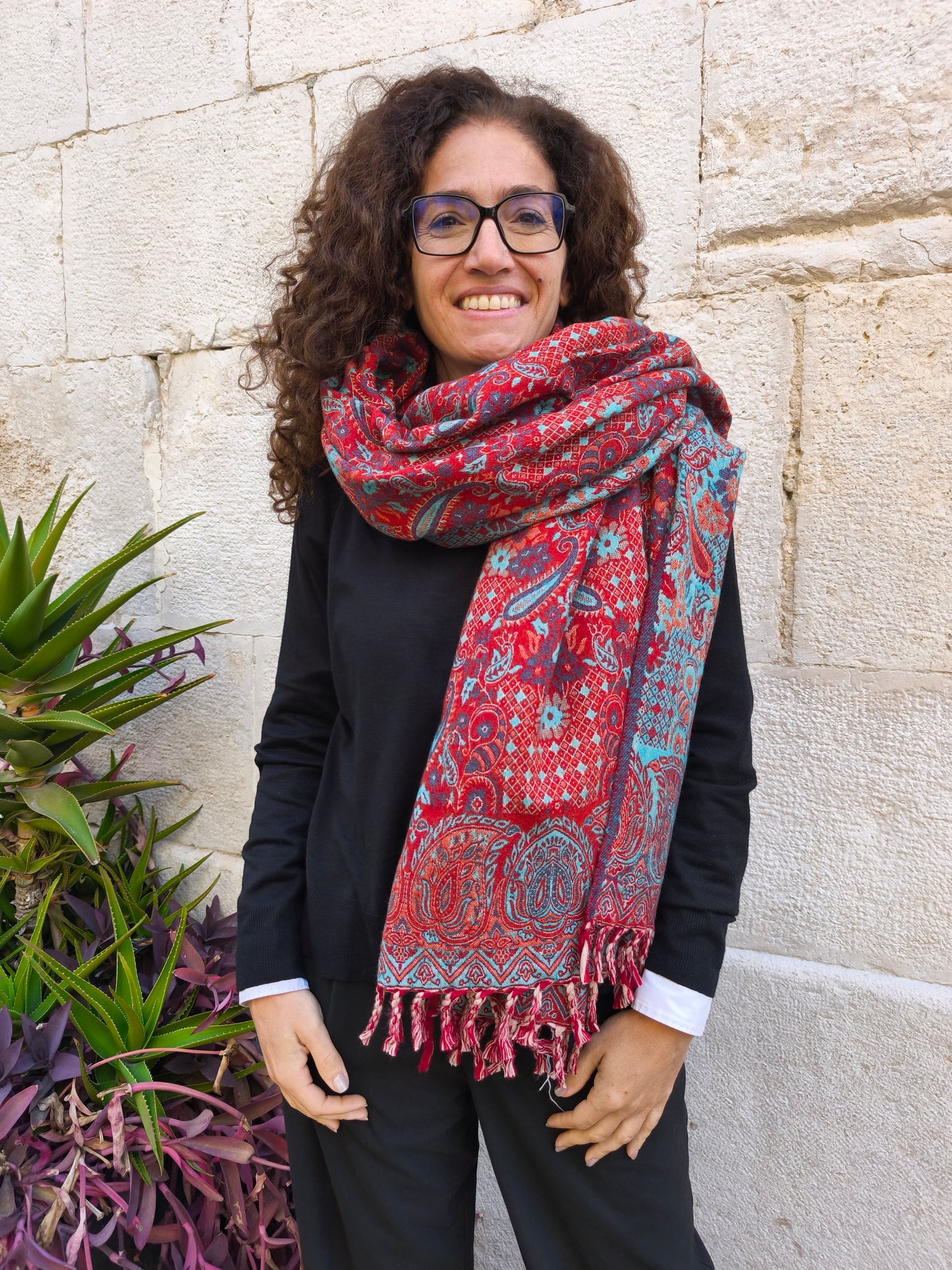 Warm Tibetan Yak Wool Shawl Scarf Stole Pashmina Blanket 75A