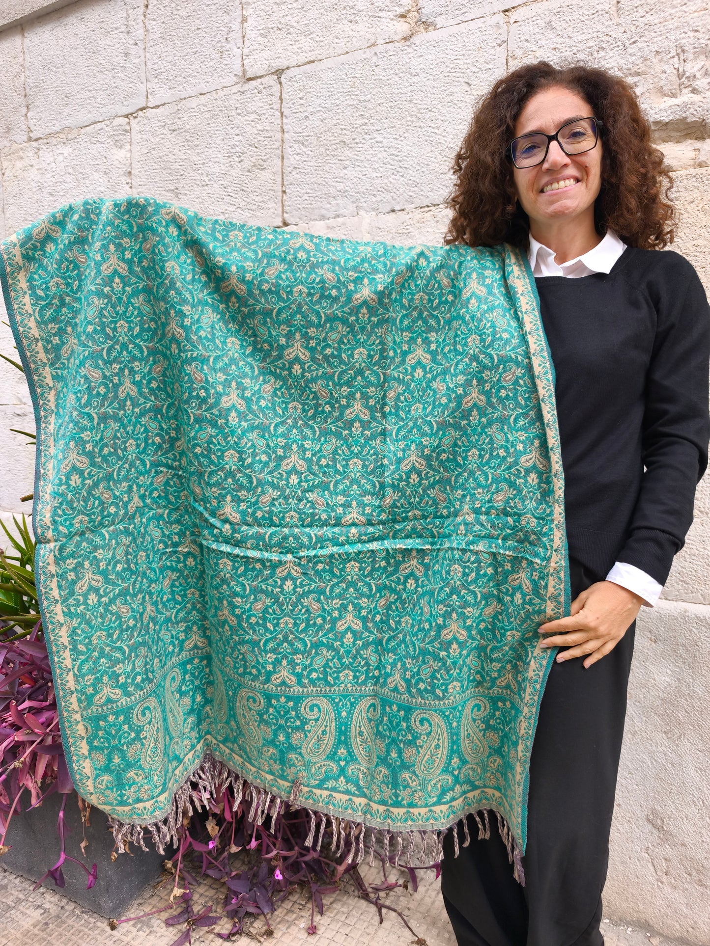 Warm Tibetan Yak Wool Shawl Scarf Stole Pashmina Blanket 75A