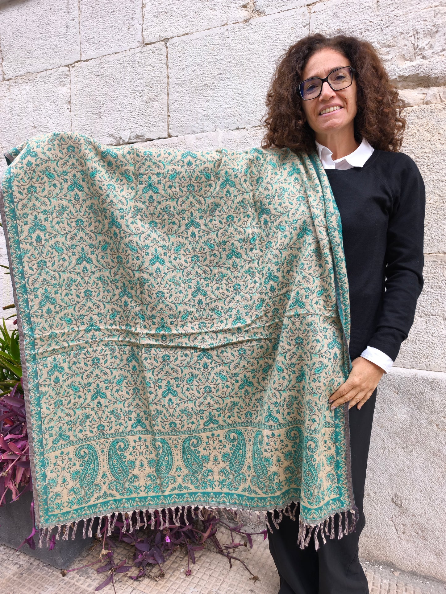 Warm Tibetan Yak Wool Shawl Scarf Stole Pashmina Blanket 75A