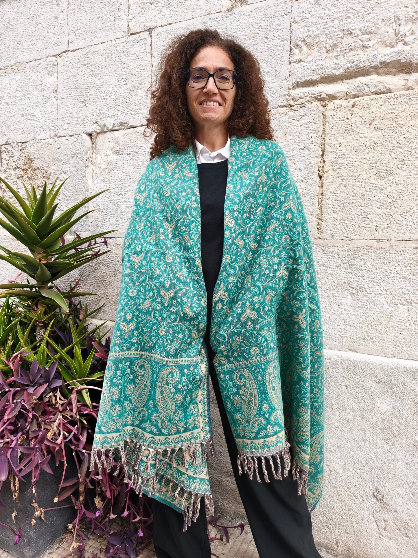 Warm Tibetan Yak Wool Shawl Scarf Stole Pashmina Blanket 75A