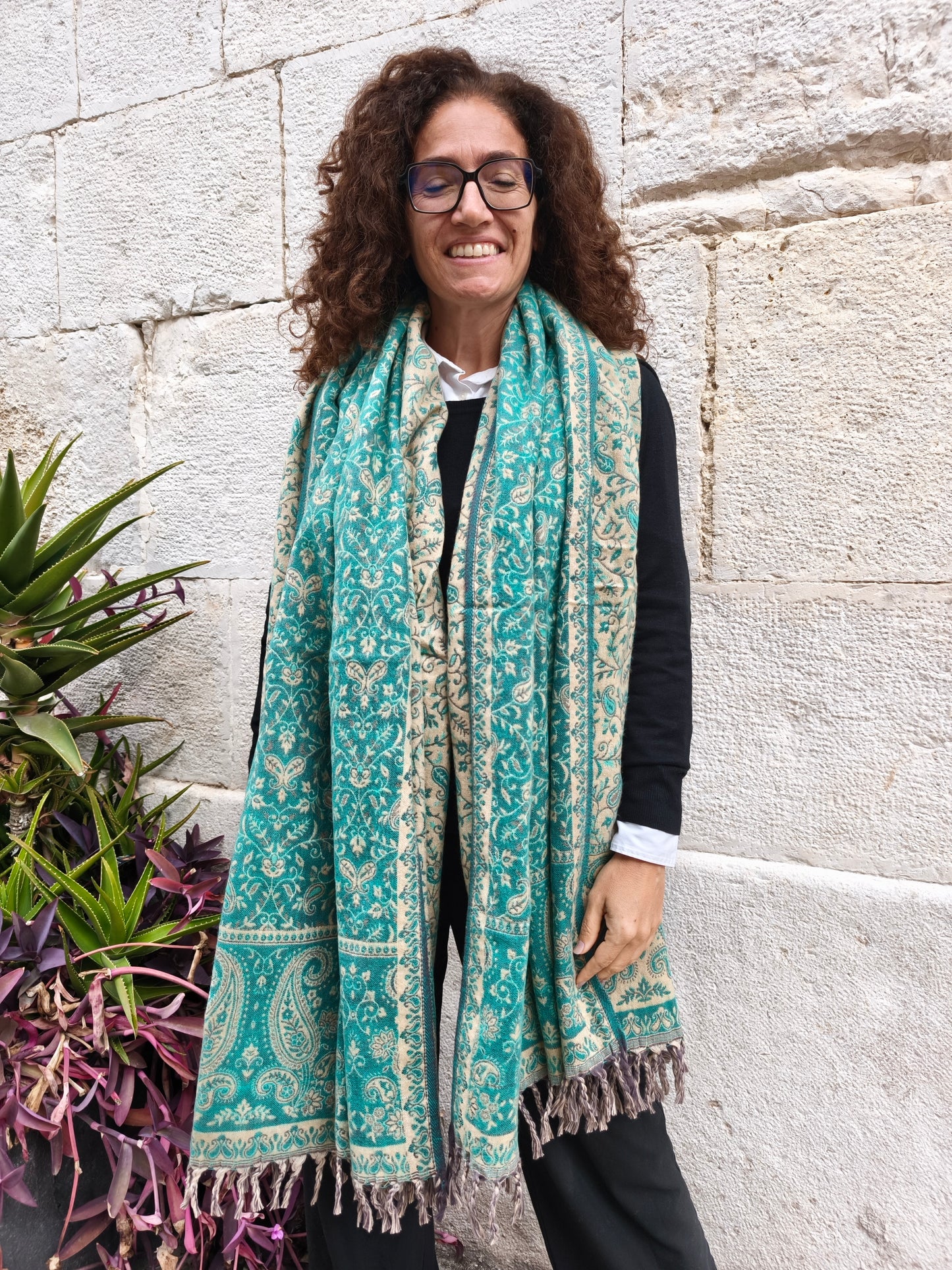 Warm Tibetan Yak Wool Shawl Scarf Stole Pashmina Blanket 75A