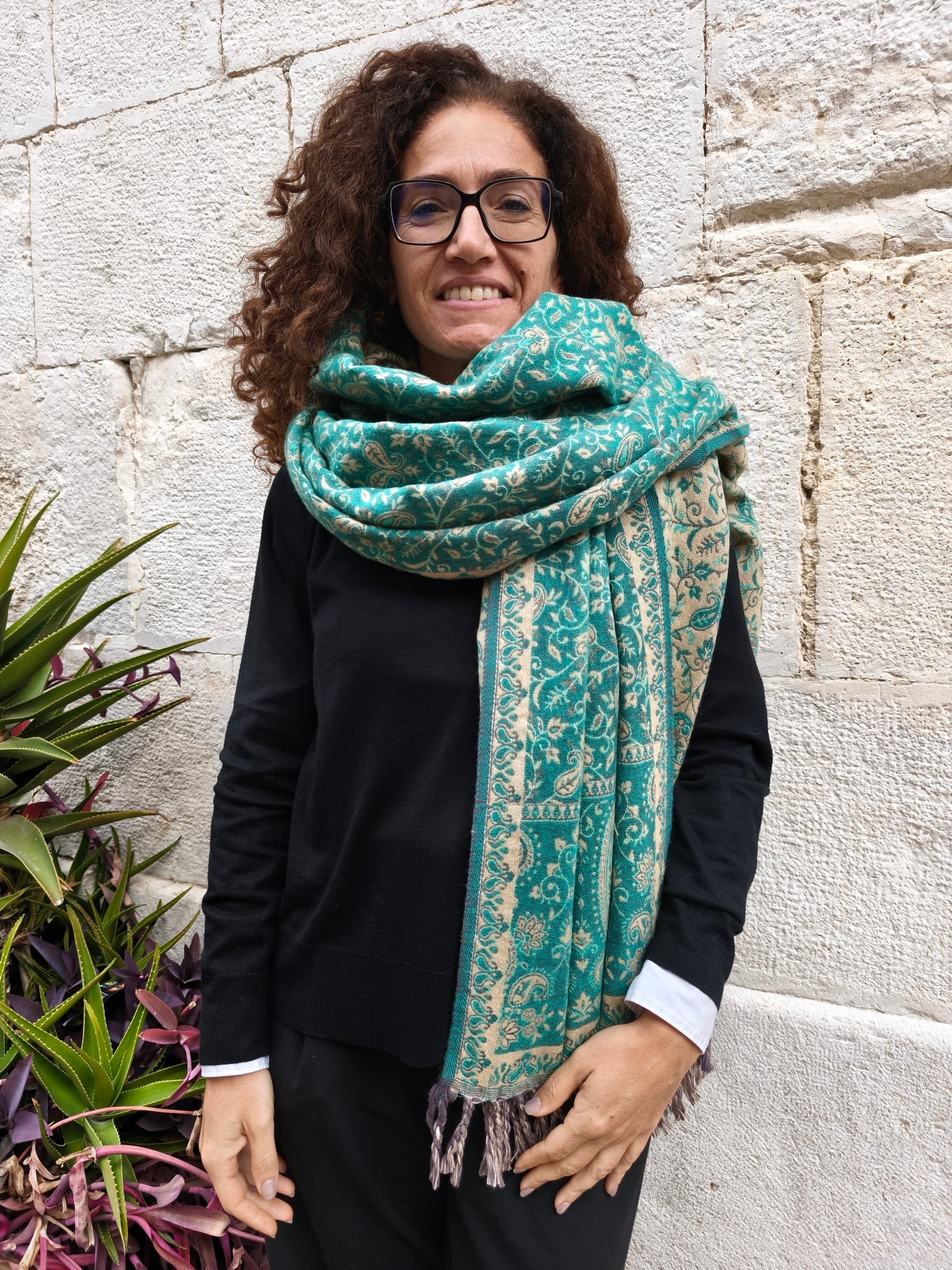 Warm Tibetan Yak Wool Shawl Scarf Stole Pashmina Blanket 75A