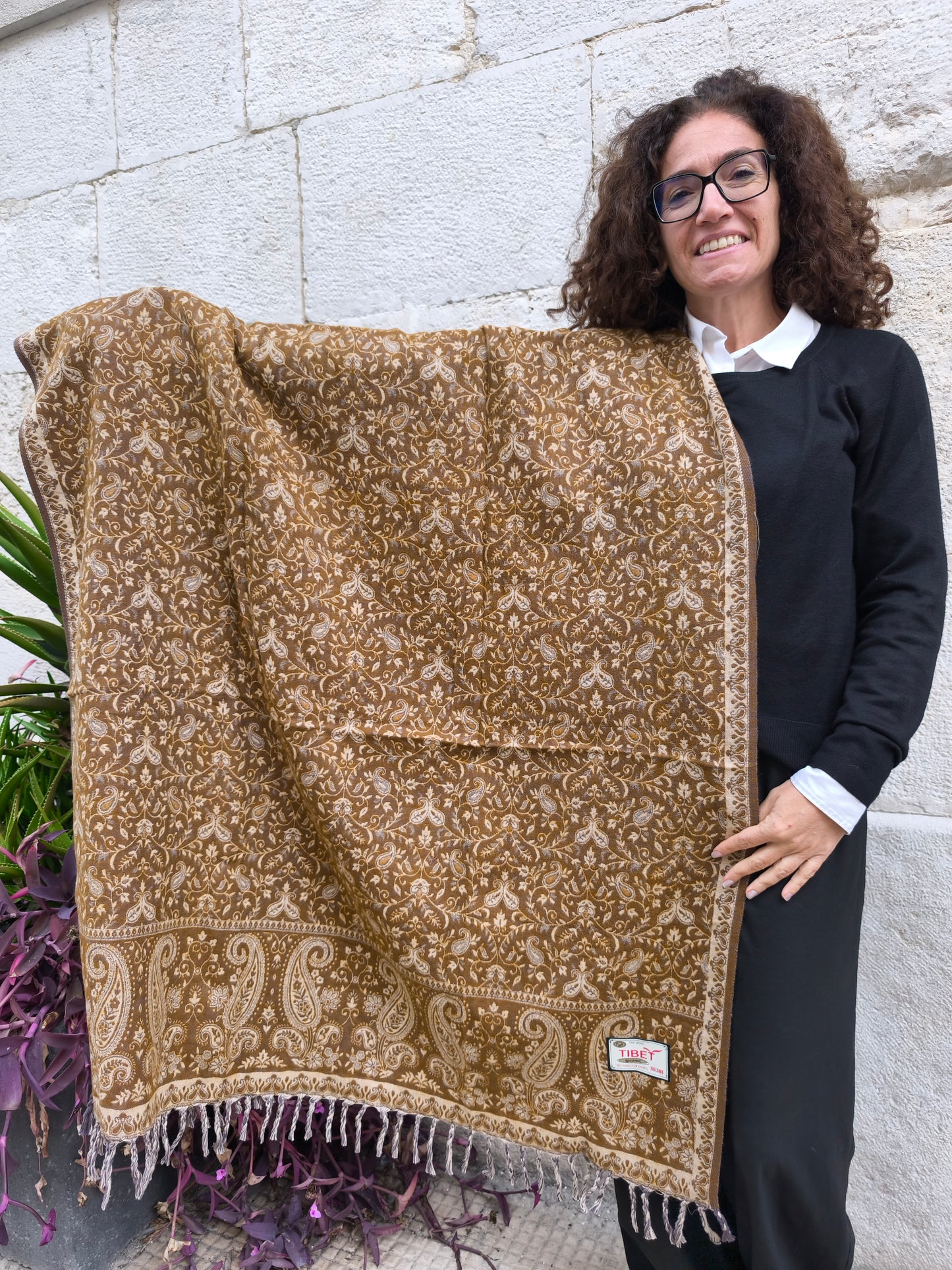 Warm Tibetan Yak Wool Shawl Scarf Stole Pashmina Blanket 75A