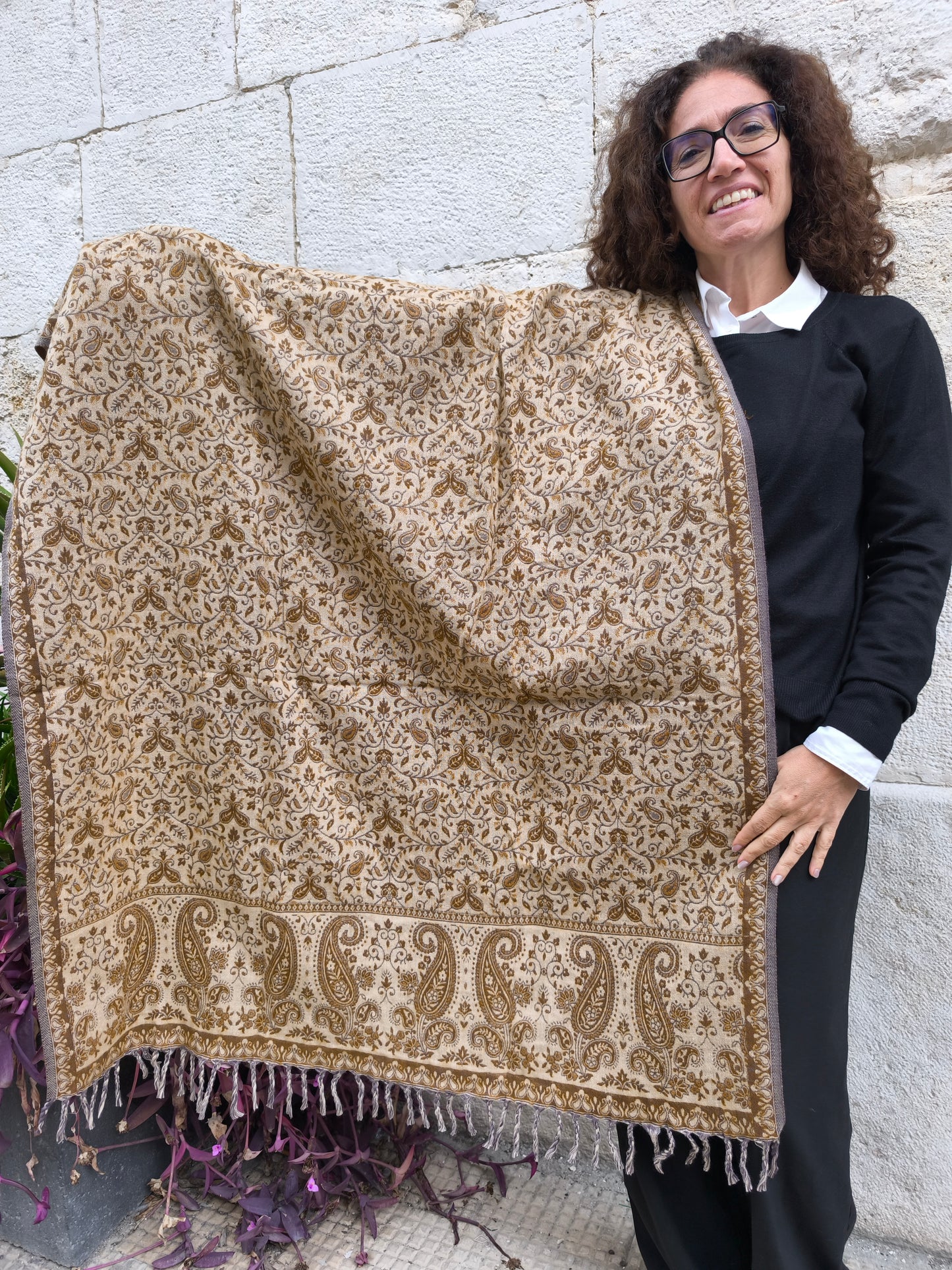 Warm Tibetan Yak Wool Shawl Scarf Stole Pashmina Blanket 75A