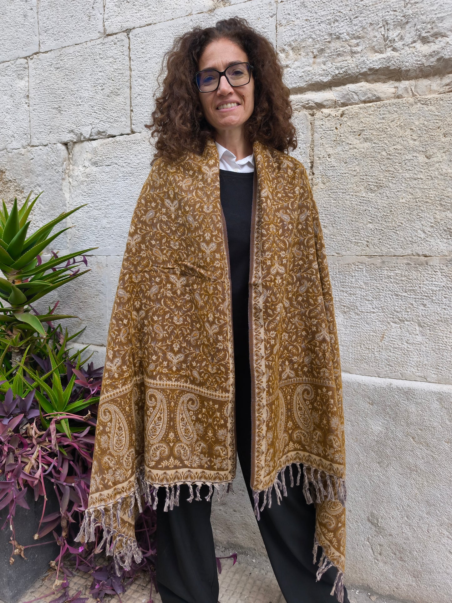 Warm Tibetan Yak Wool Shawl Scarf Stole Pashmina Blanket 75A