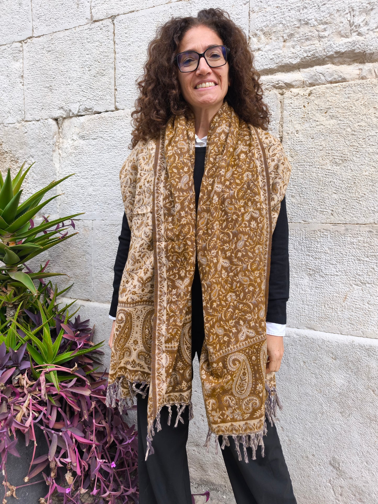 Warm Tibetan Yak Wool Shawl Scarf Stole Pashmina Blanket 75A