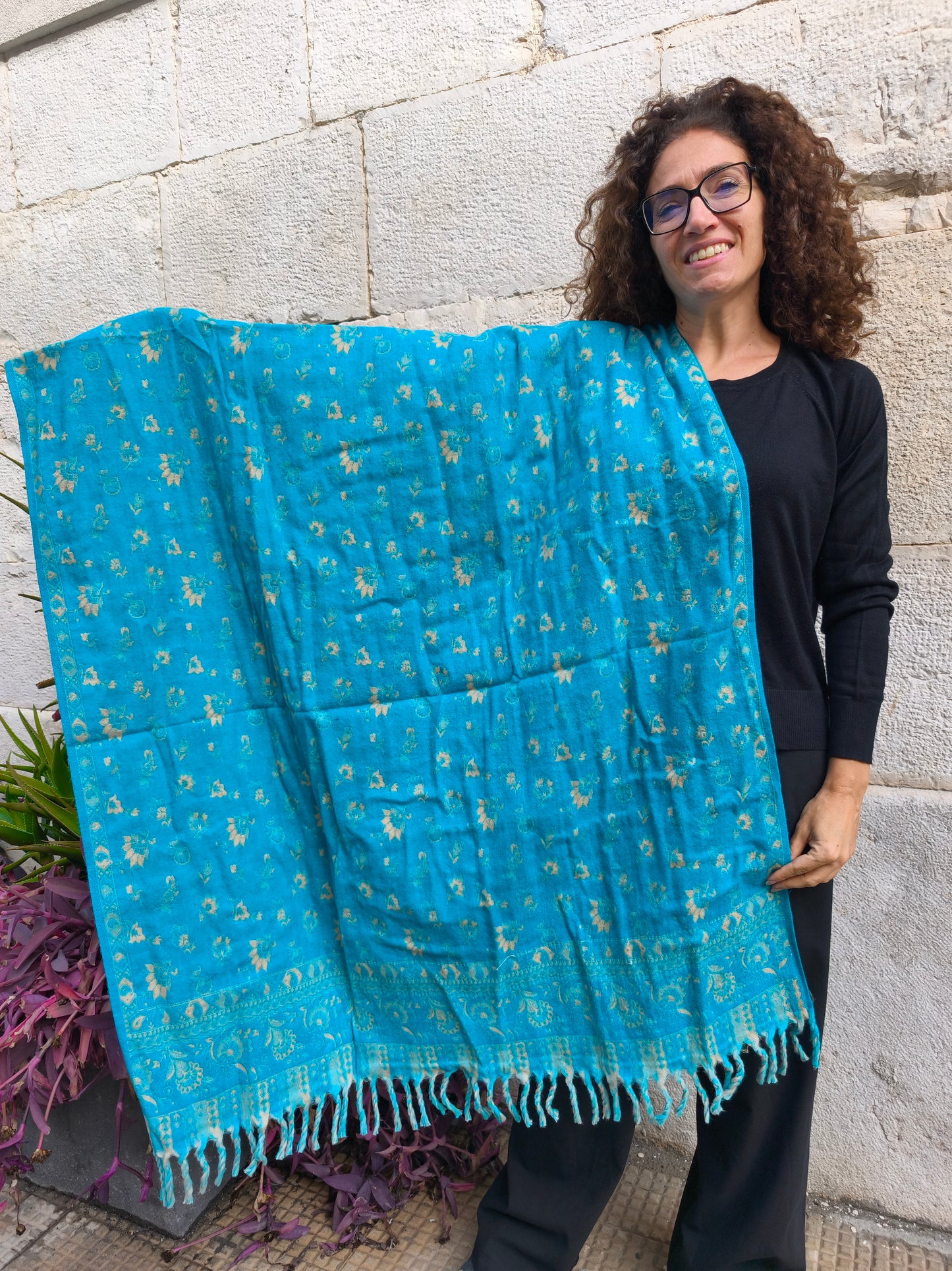 Warm Tibetan Yak Wool Shawl Scarf Stole Pashmina Blanket 116A