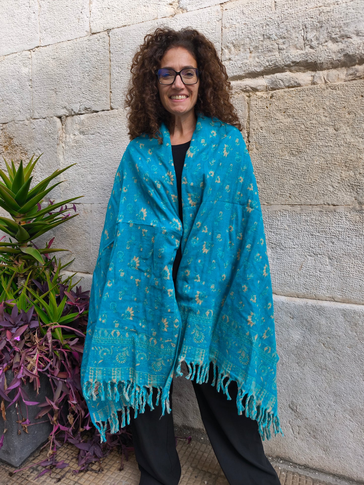 Warm Tibetan Yak Wool Shawl Scarf Stole Pashmina Blanket 116A