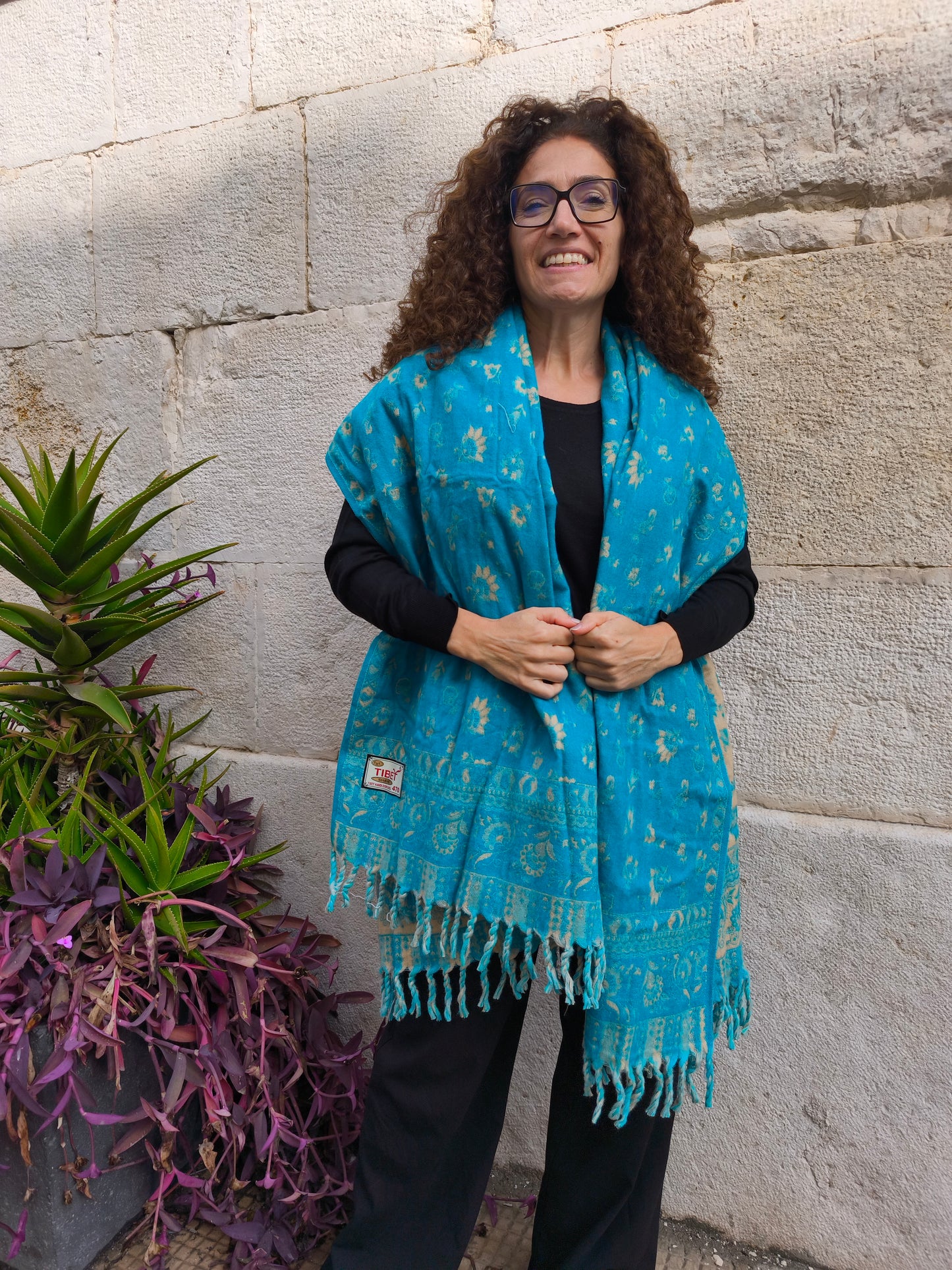 Warm Tibetan Yak Wool Shawl Scarf Stole Pashmina Blanket 116A