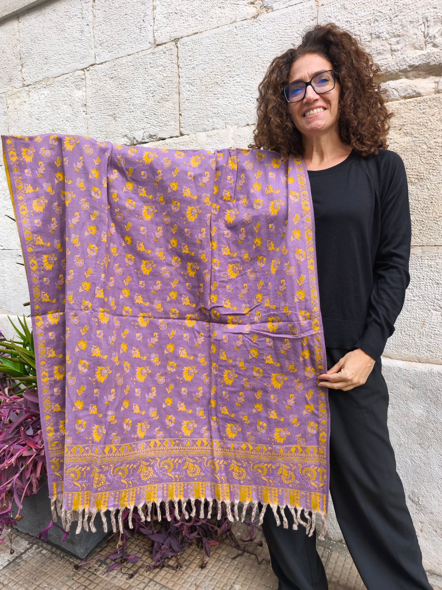 Warm Yak Wool Pashmina Shawl Scarf Stole Blanket Tibet 117A