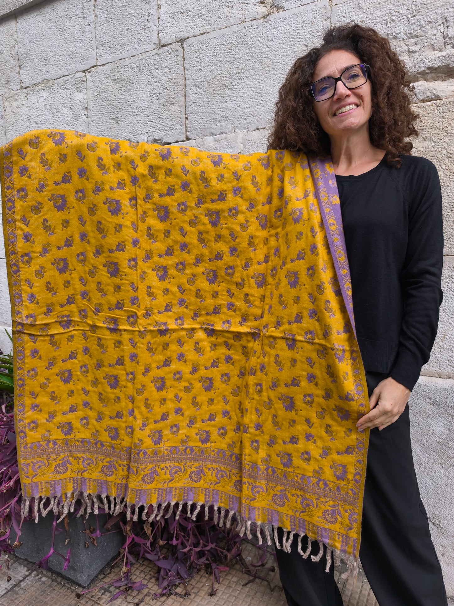 Warm Yak Wool Pashmina Shawl Scarf Stole Blanket Tibet 117A