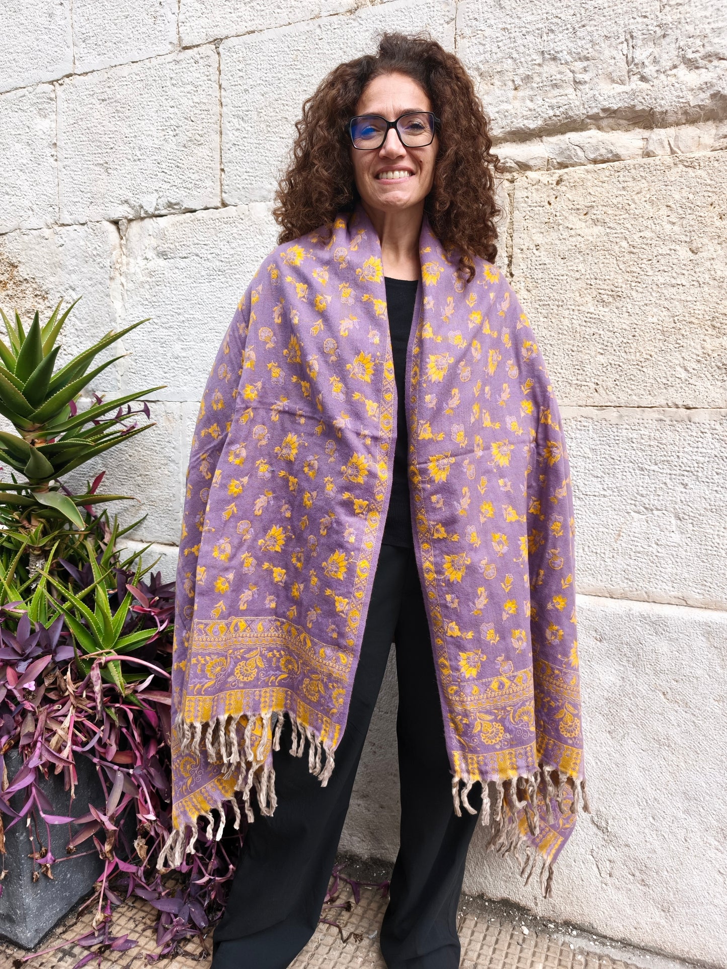 Warm Yak Wool Pashmina Shawl Scarf Stole Blanket Tibet 117A