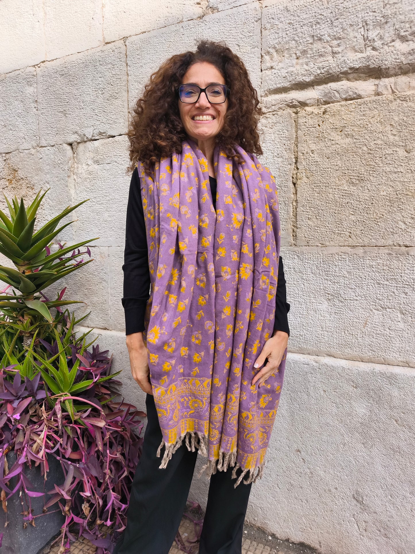 Warm Yak Wool Pashmina Shawl Scarf Stole Blanket Tibet 117A