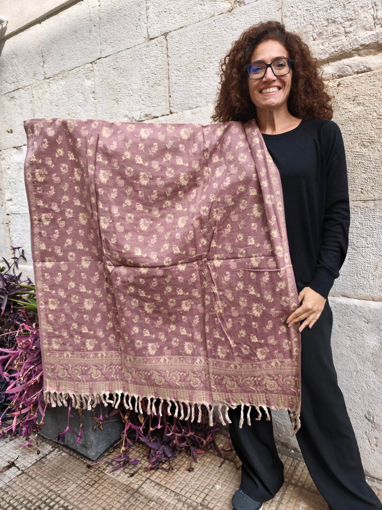 Warm Tibetan Yak Wool Shawl Scarf Stole Pashmina Blanket 119A