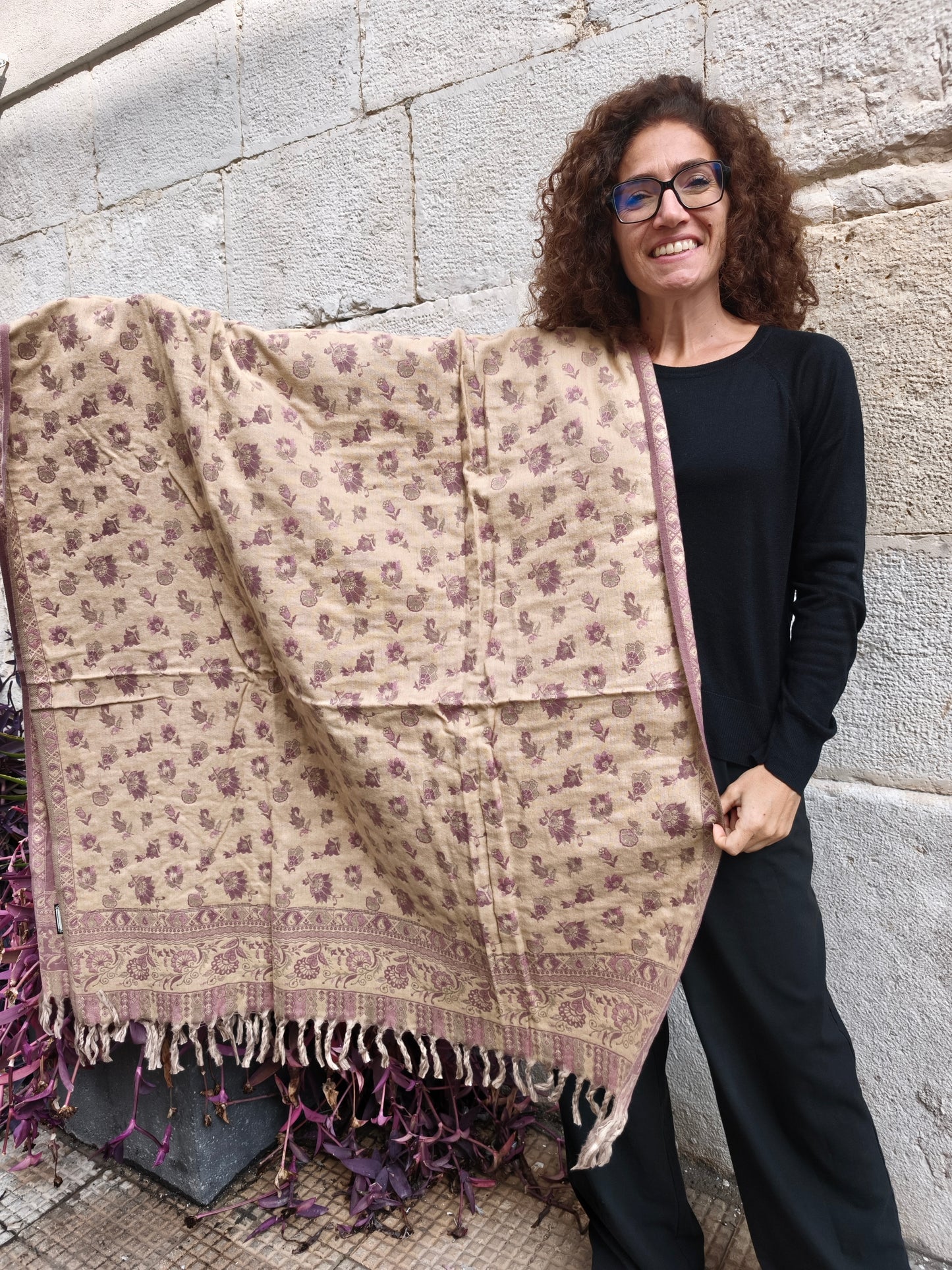 Warm Tibetan Yak Wool Shawl Scarf Stole Pashmina Blanket 119A