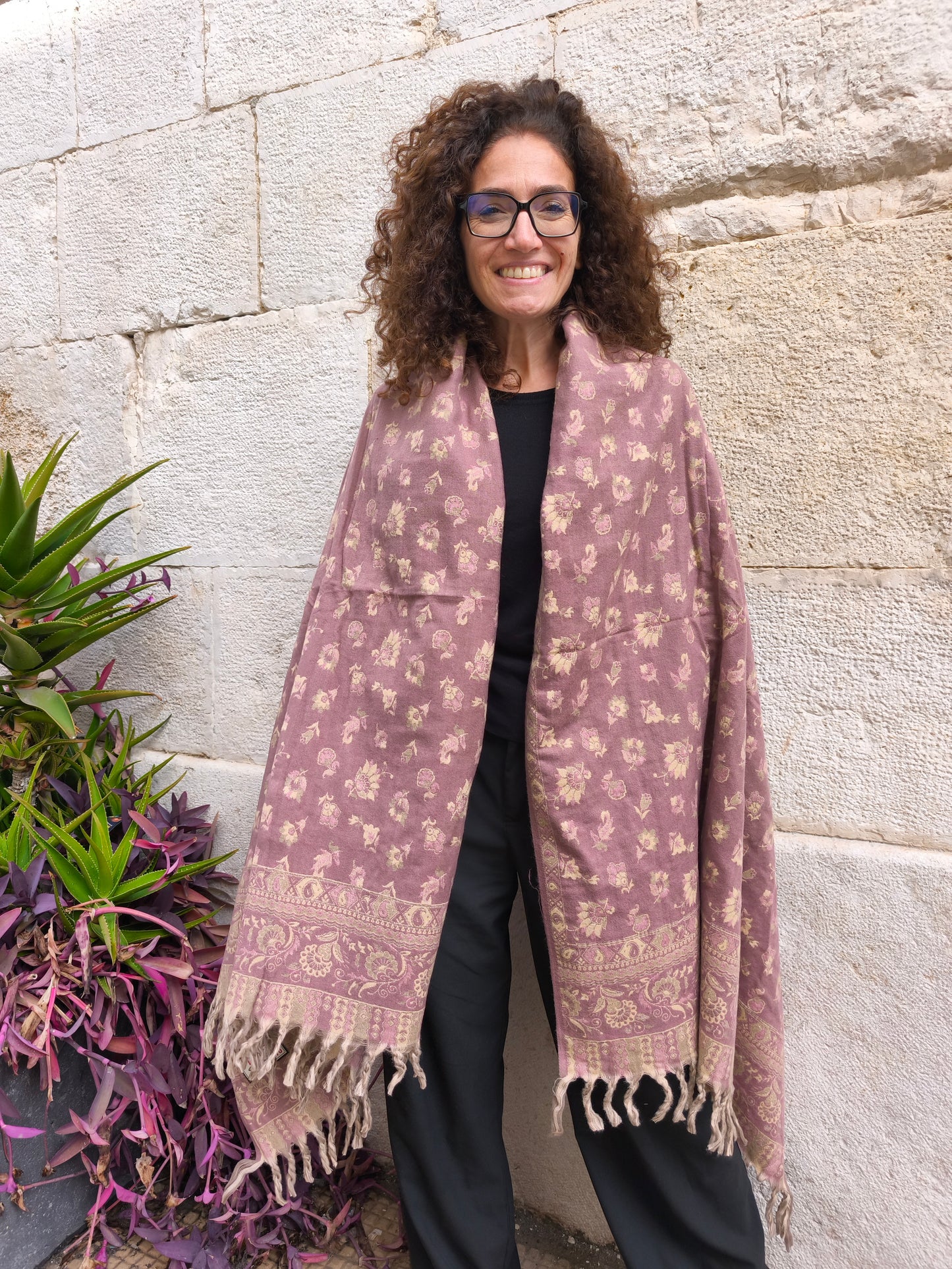 Warm Tibetan Yak Wool Shawl Scarf Stole Pashmina Blanket 119A