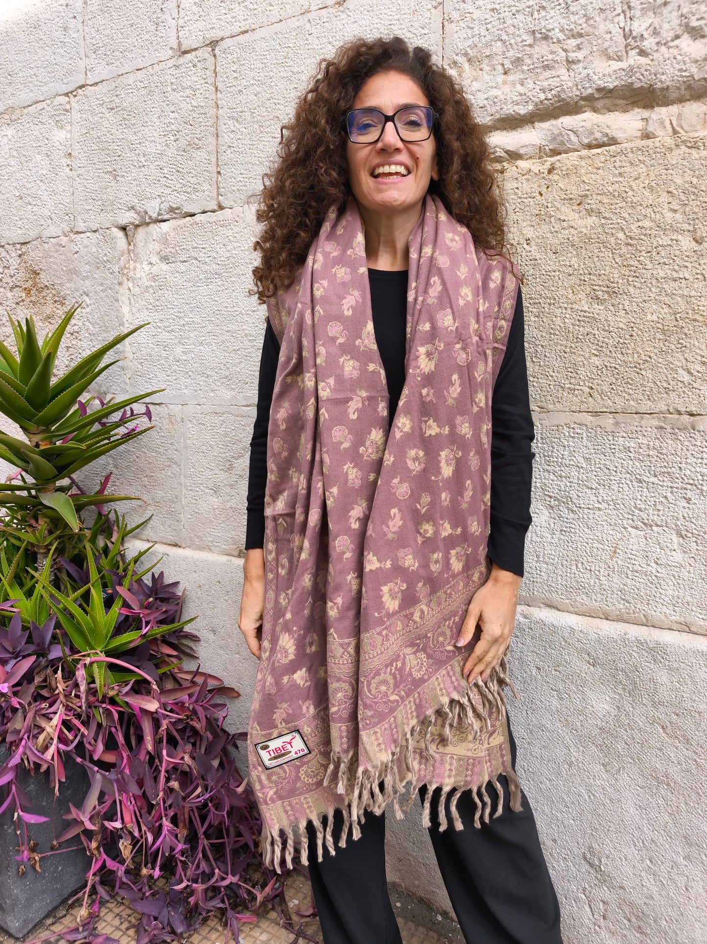 Warm Tibetan Yak Wool Shawl Scarf Stole Pashmina Blanket 119A