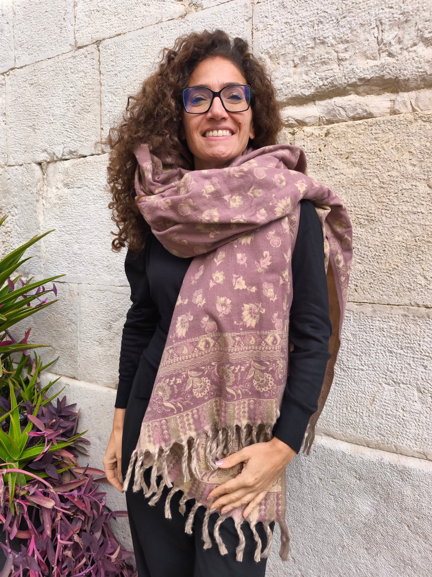 Warm Tibetan Yak Wool Shawl Scarf Stole Pashmina Blanket 119A