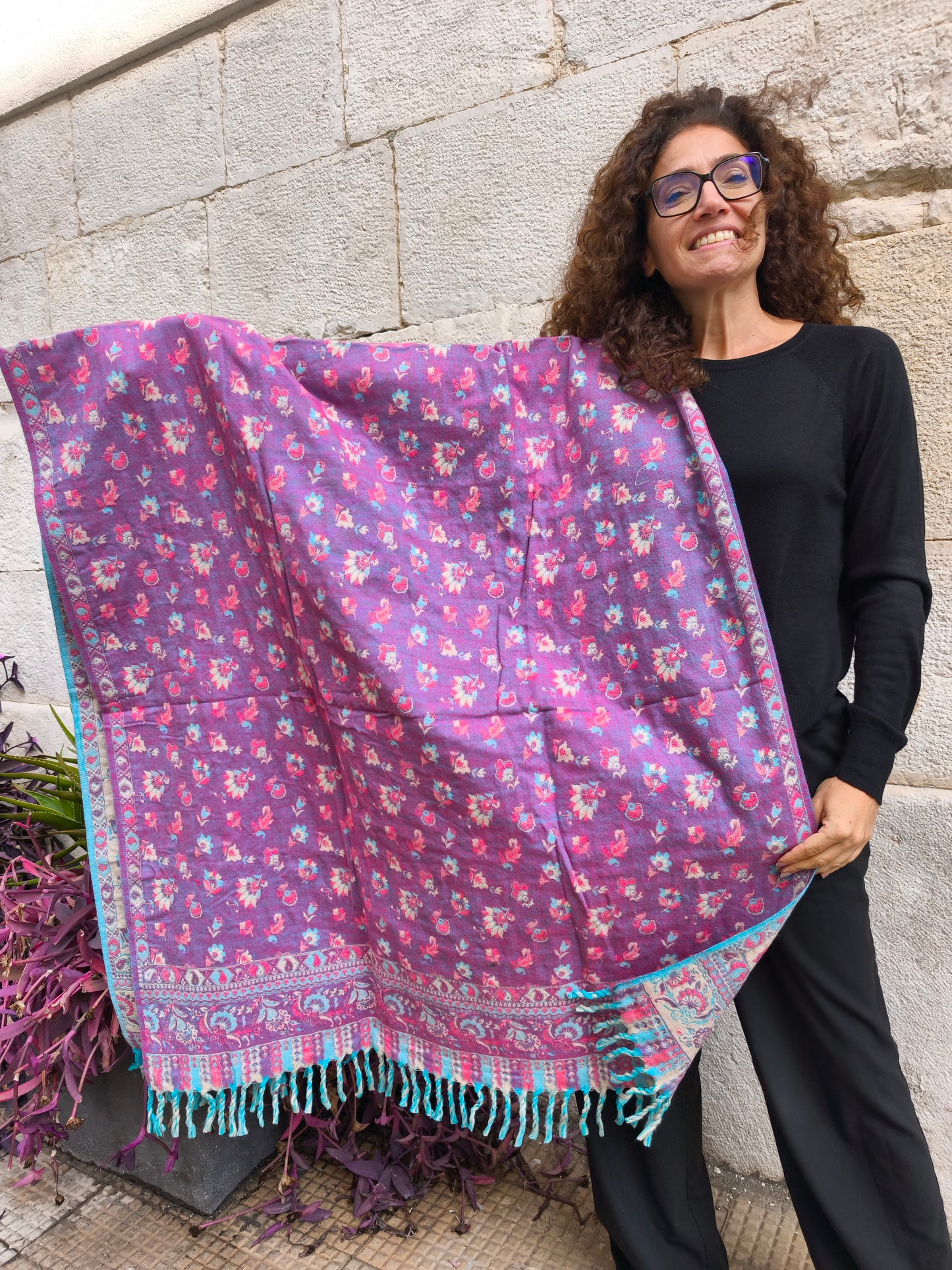 Warm Tibetan Yak Wool Shawl Scarf Stole Pashmina Blanket 120A