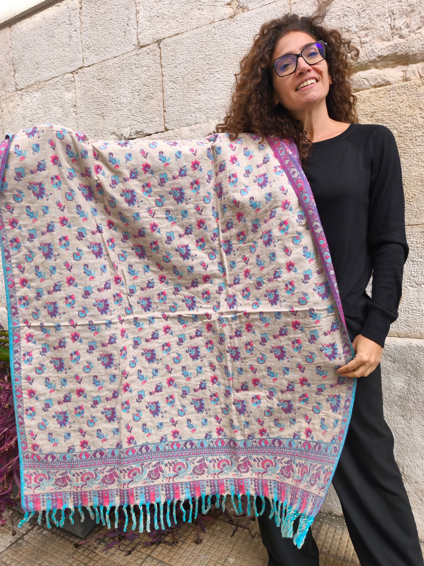 Warm Tibetan Yak Wool Shawl Scarf Stole Pashmina Blanket 120A