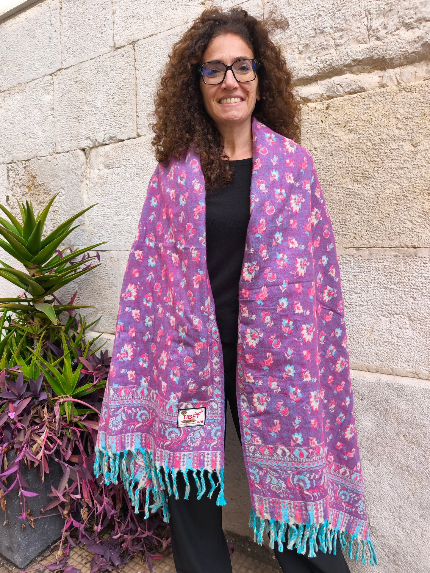 Warm Tibetan Yak Wool Shawl Scarf Stole Pashmina Blanket 120A