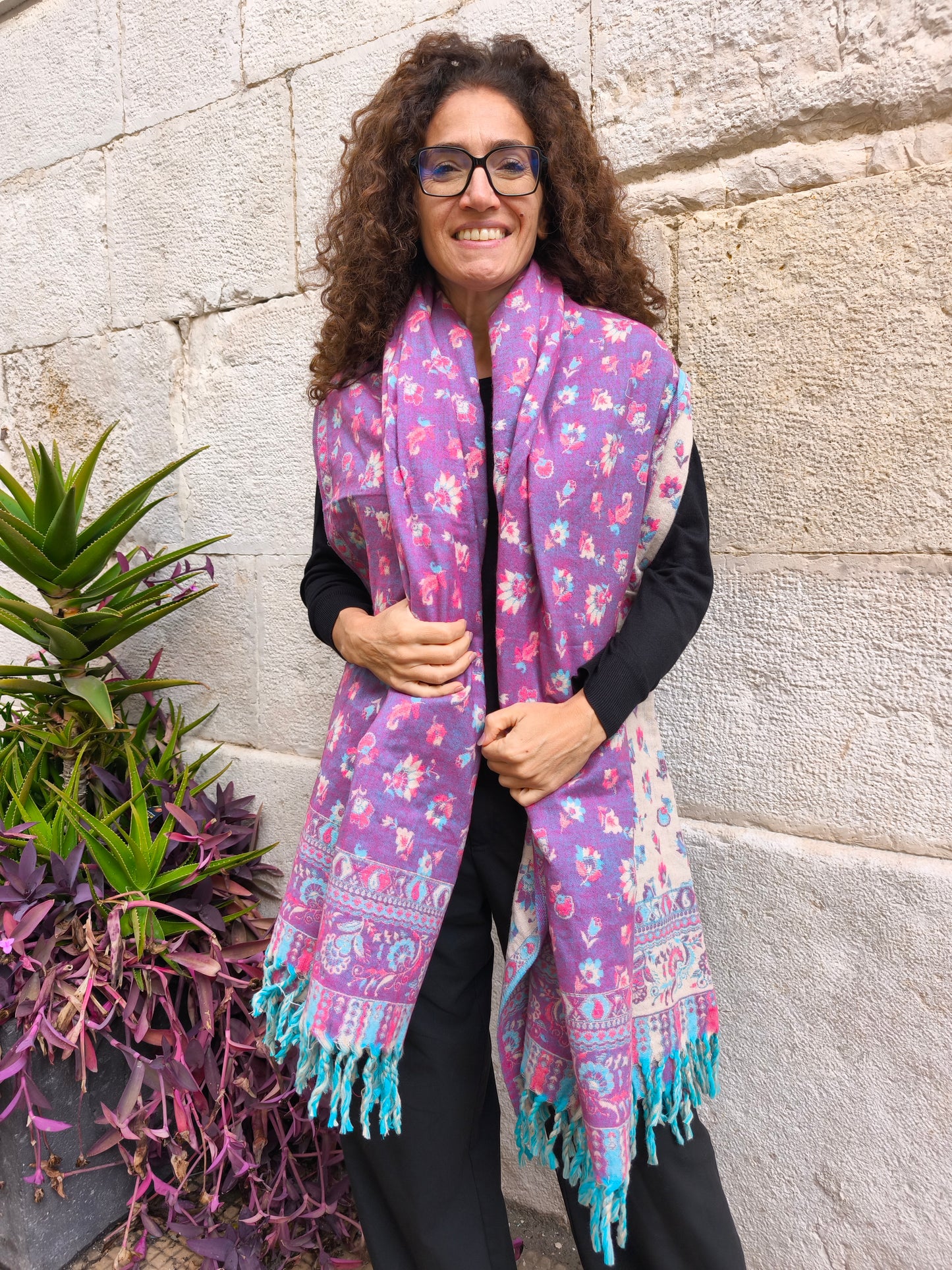 Warm Tibetan Yak Wool Shawl Scarf Stole Pashmina Blanket 120A