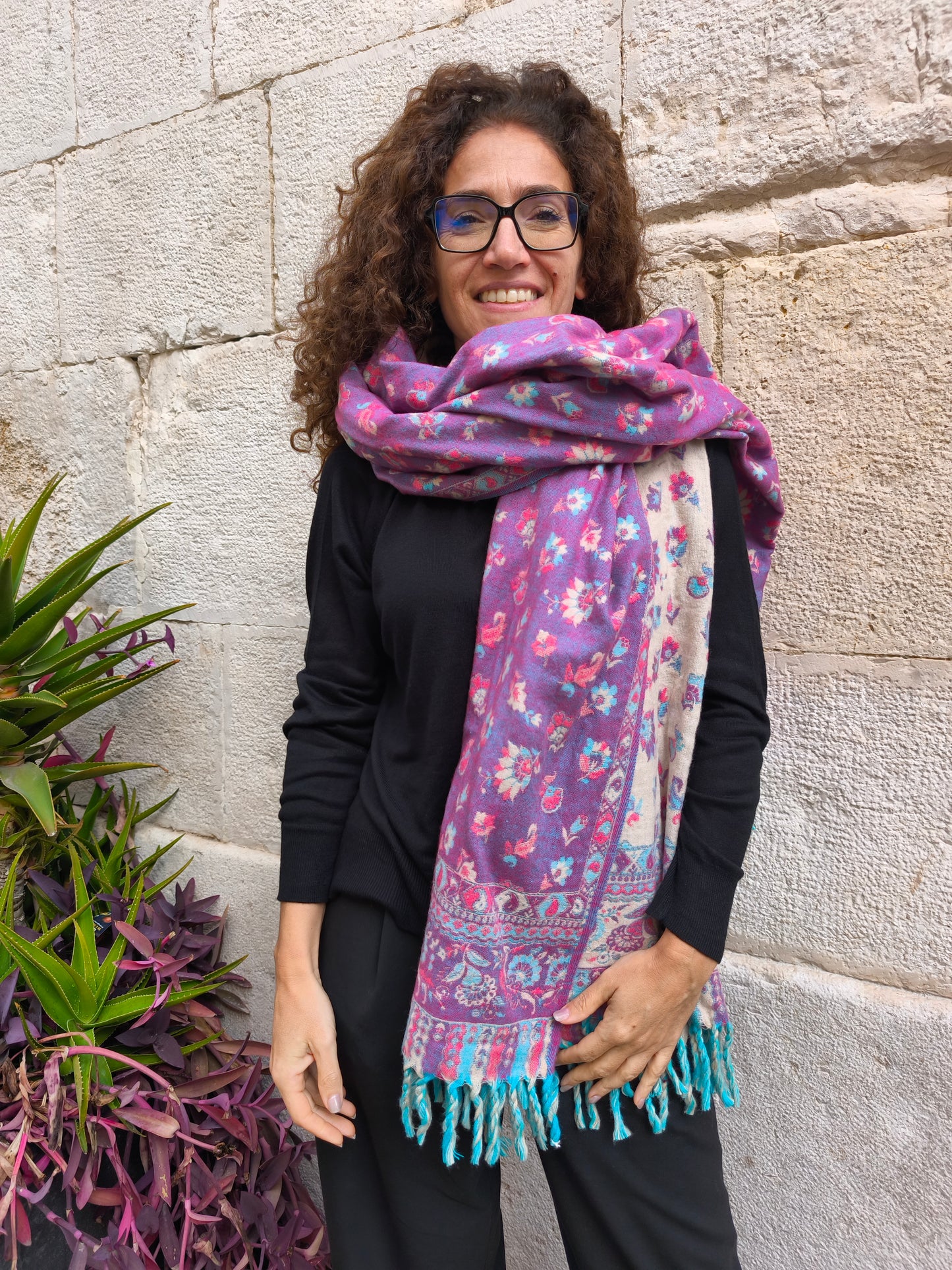 Warm Tibetan Yak Wool Shawl Scarf Stole Pashmina Blanket 120A