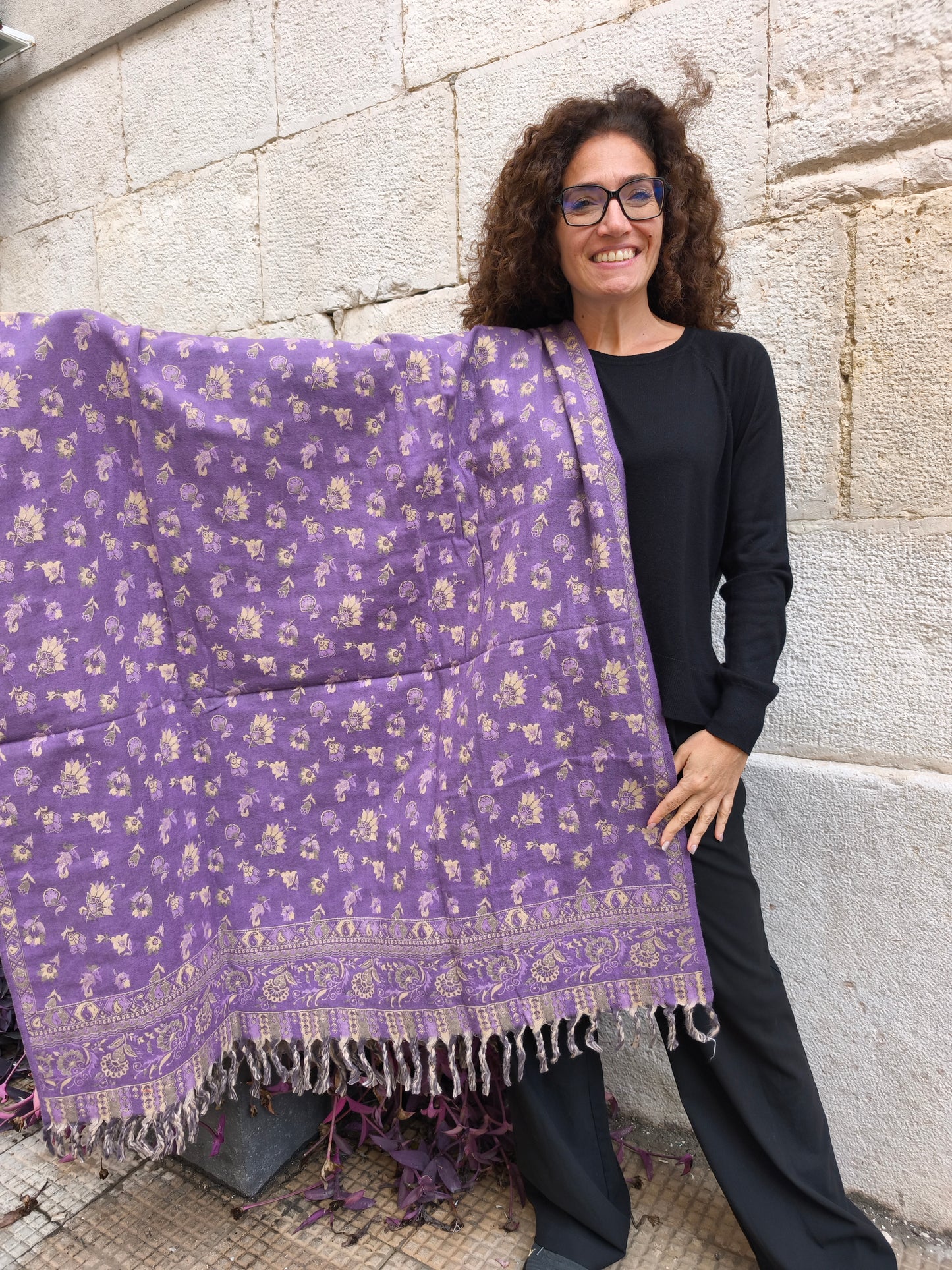 Warm Tibetan Yak Wool Shawl Scarf Stole Pashmina Blanket 122A