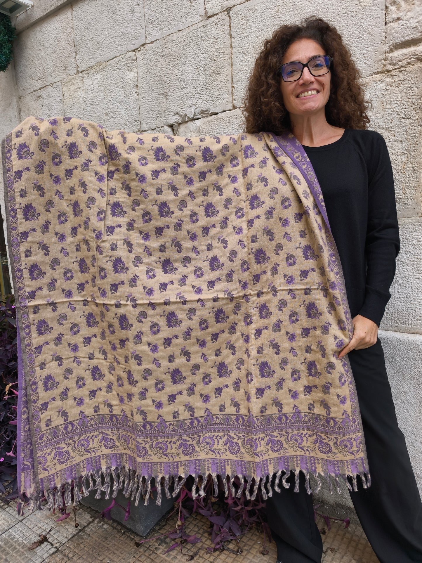 Warm Tibetan Yak Wool Shawl Scarf Stole Pashmina Blanket 122A