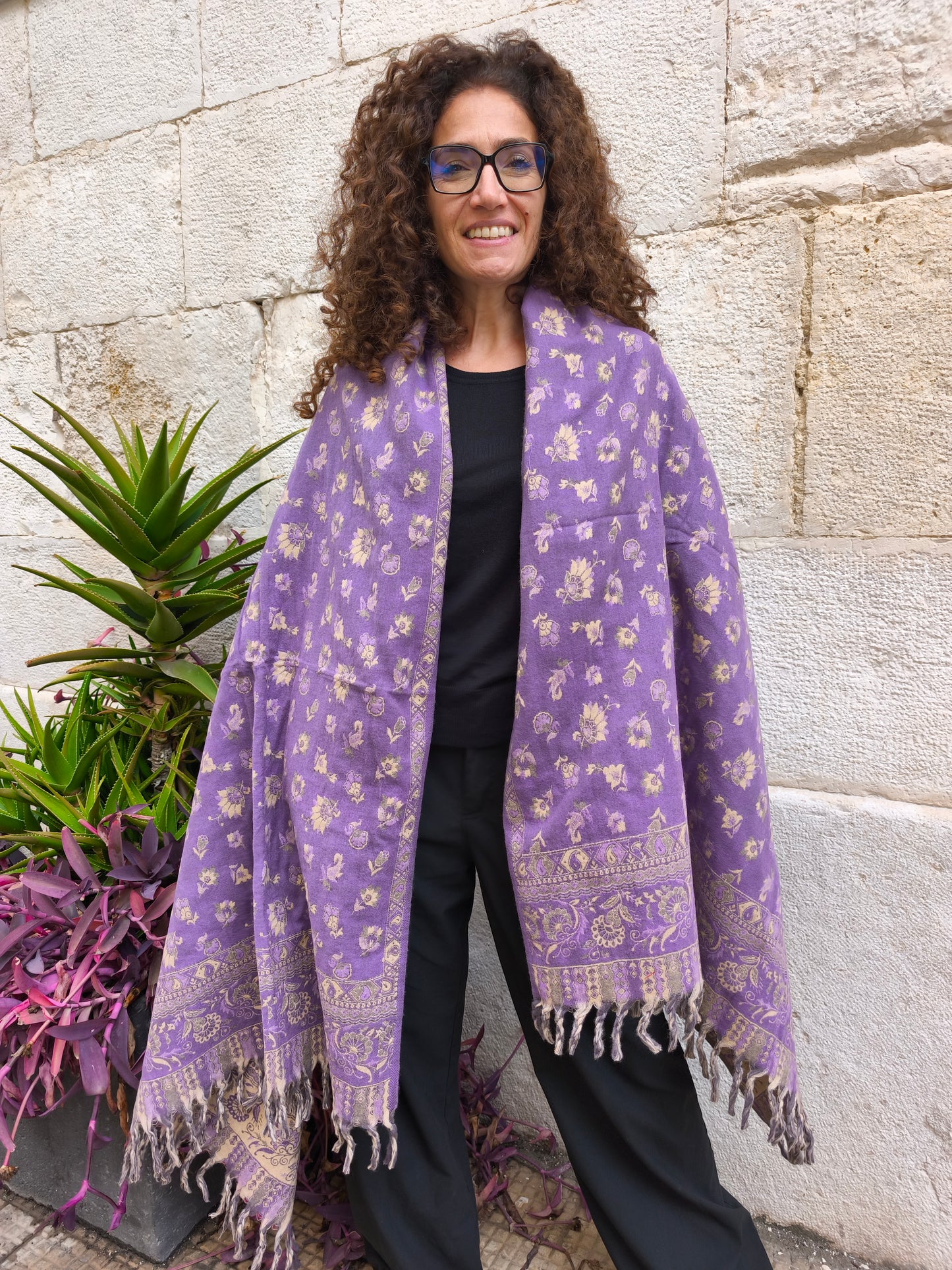 Warm Tibetan Yak Wool Shawl Scarf Stole Pashmina Blanket 122A