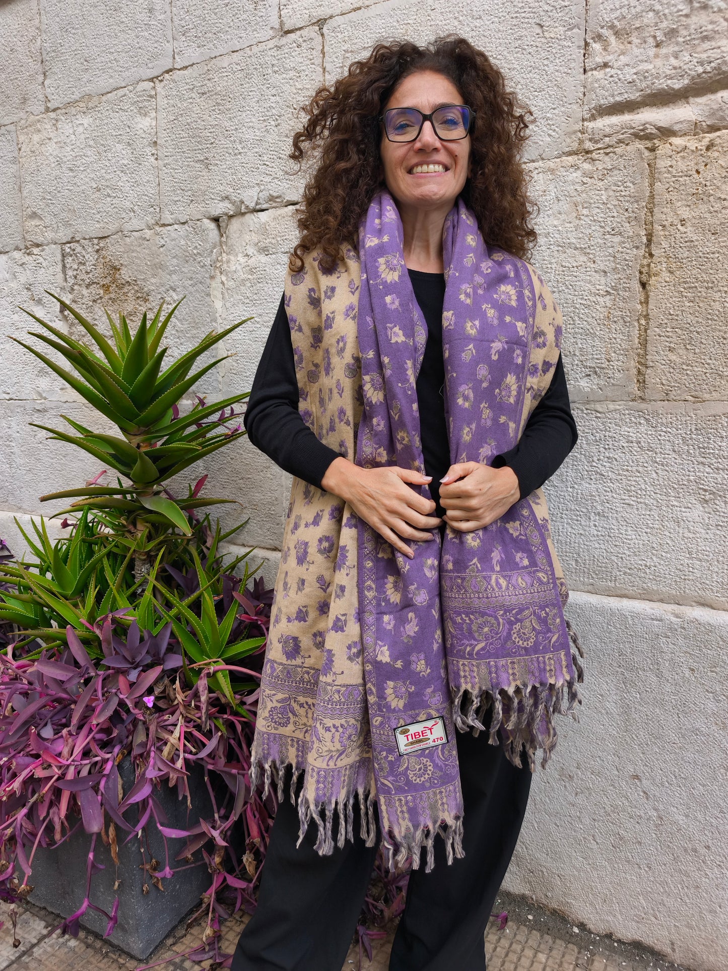 Warm Tibetan Yak Wool Shawl Scarf Stole Pashmina Blanket 122A