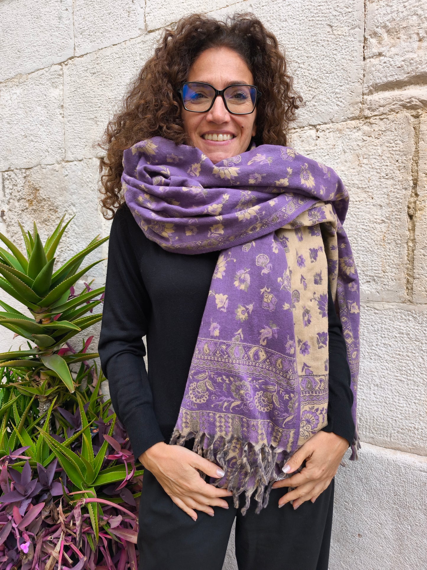 Warm Tibetan Yak Wool Shawl Scarf Stole Pashmina Blanket 122A