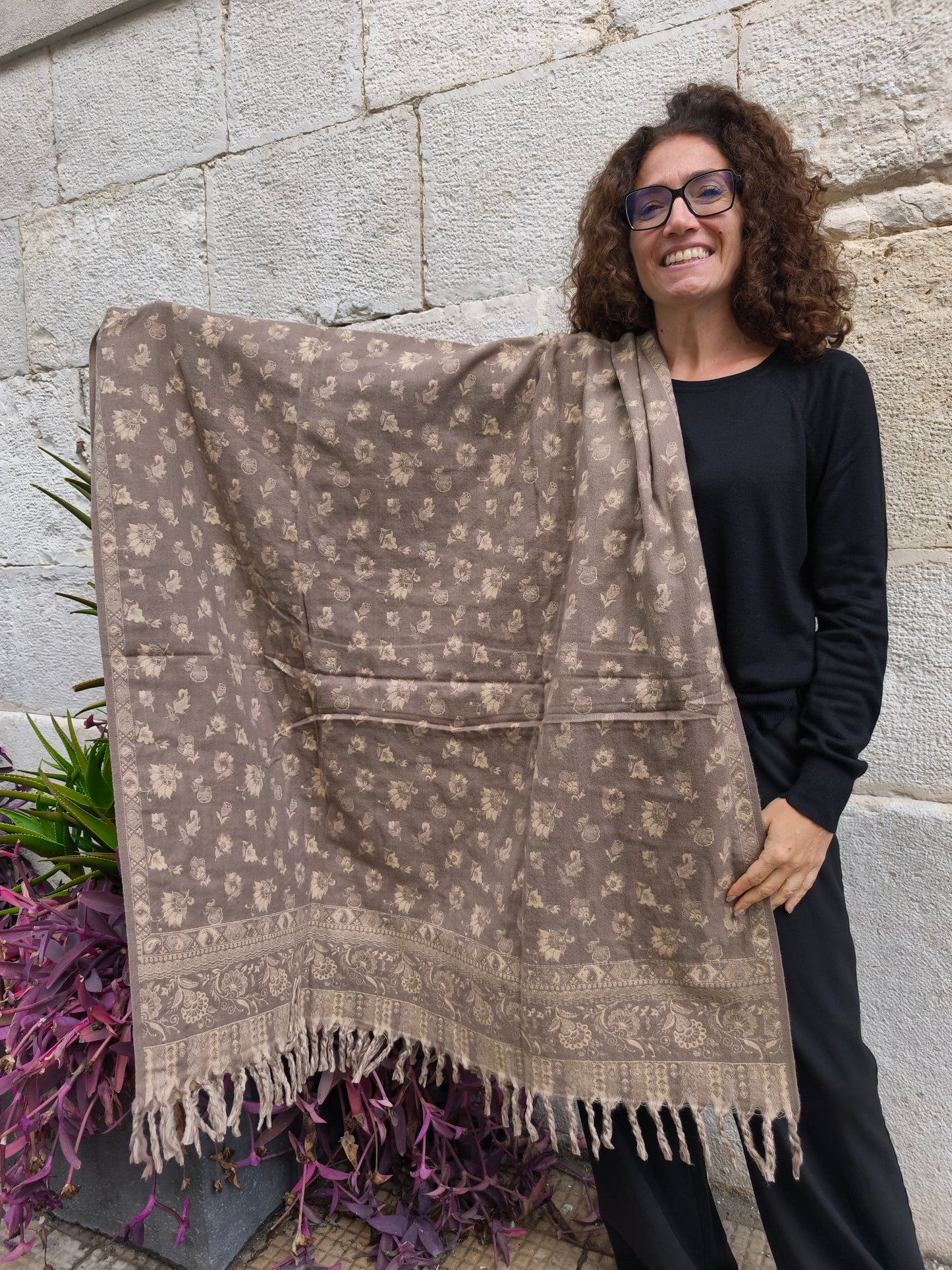 Warm Tibetan Yak Wool Shawl Scarf Stole Pashmina Blanket 123A