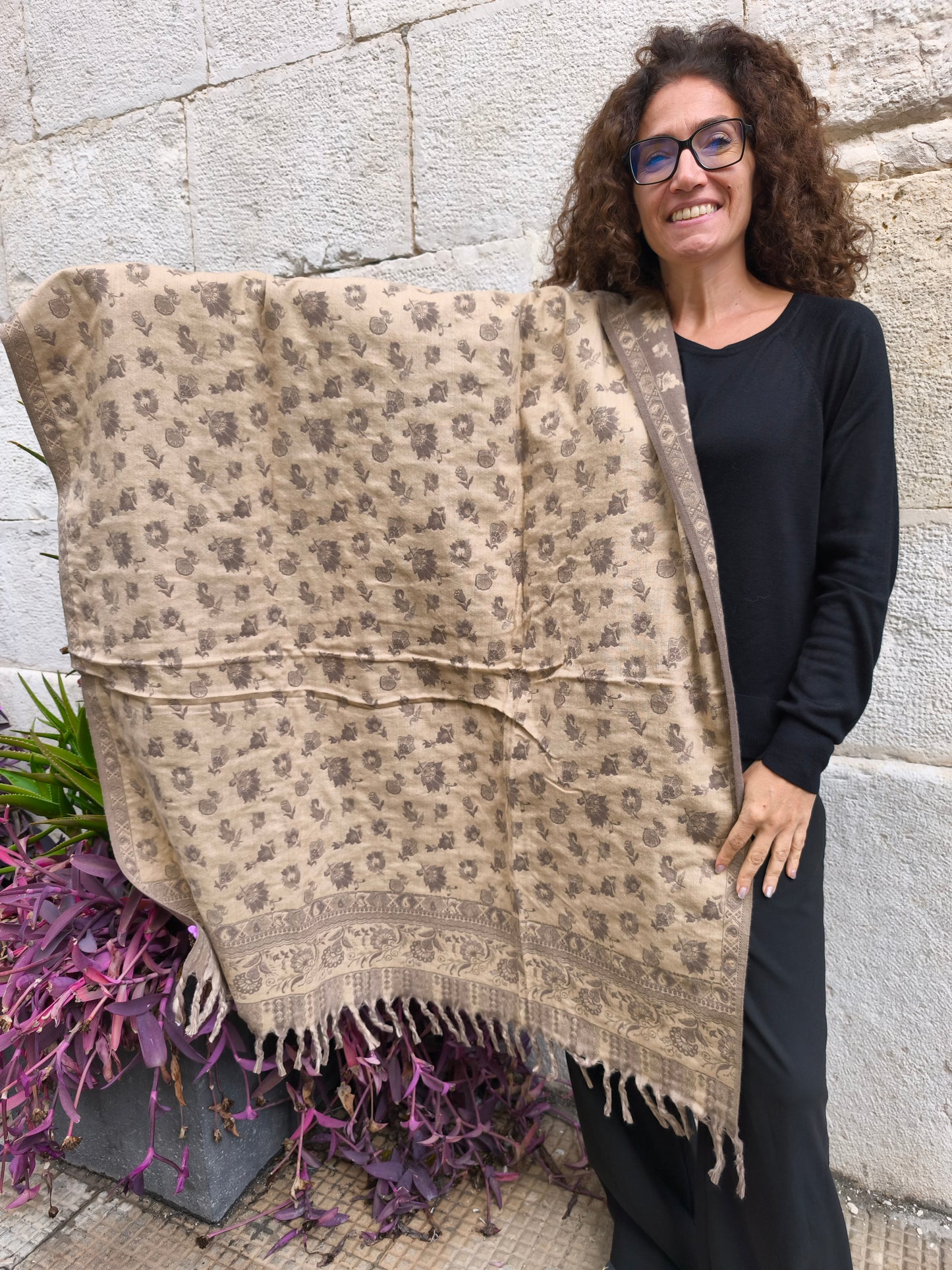 Warm Tibetan Yak Wool Shawl Scarf Stole Pashmina Blanket 123A