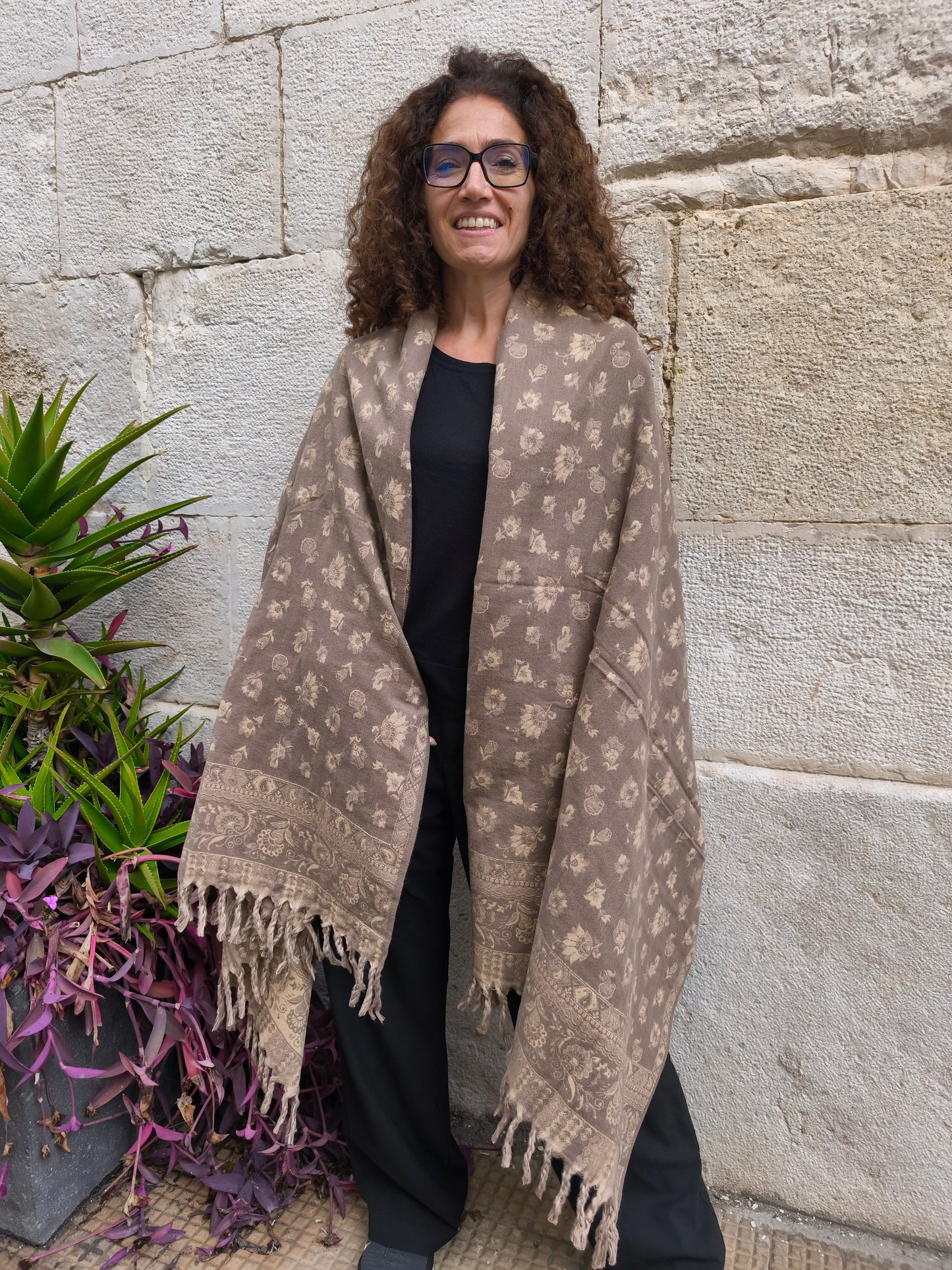 Warm Tibetan Yak Wool Shawl Scarf Stole Pashmina Blanket 123A