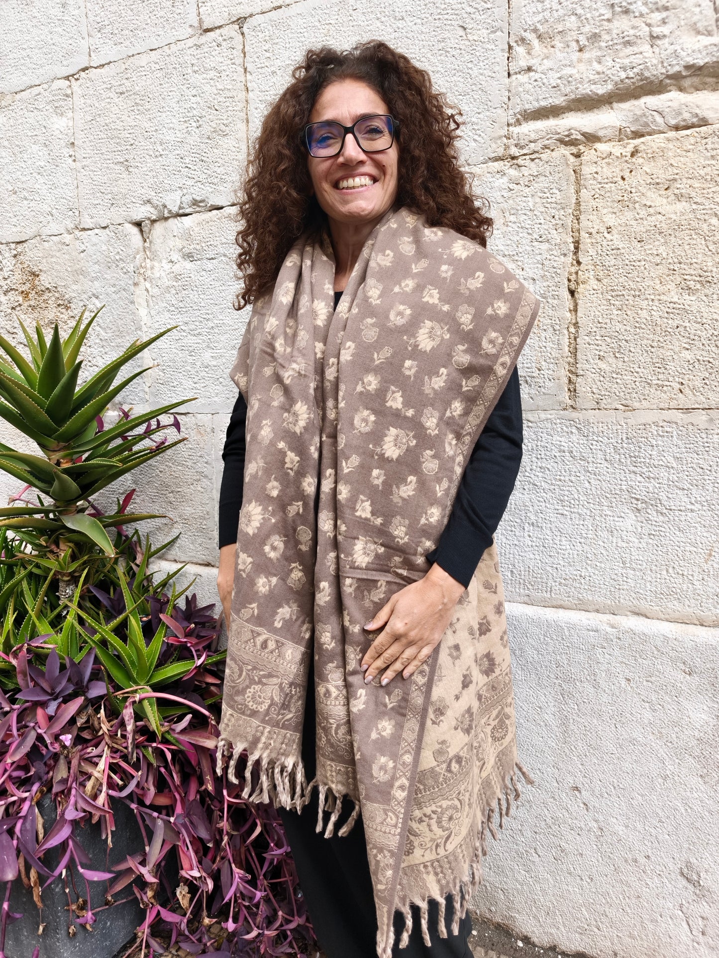 Warm Tibetan Yak Wool Shawl Scarf Stole Pashmina Blanket 123A