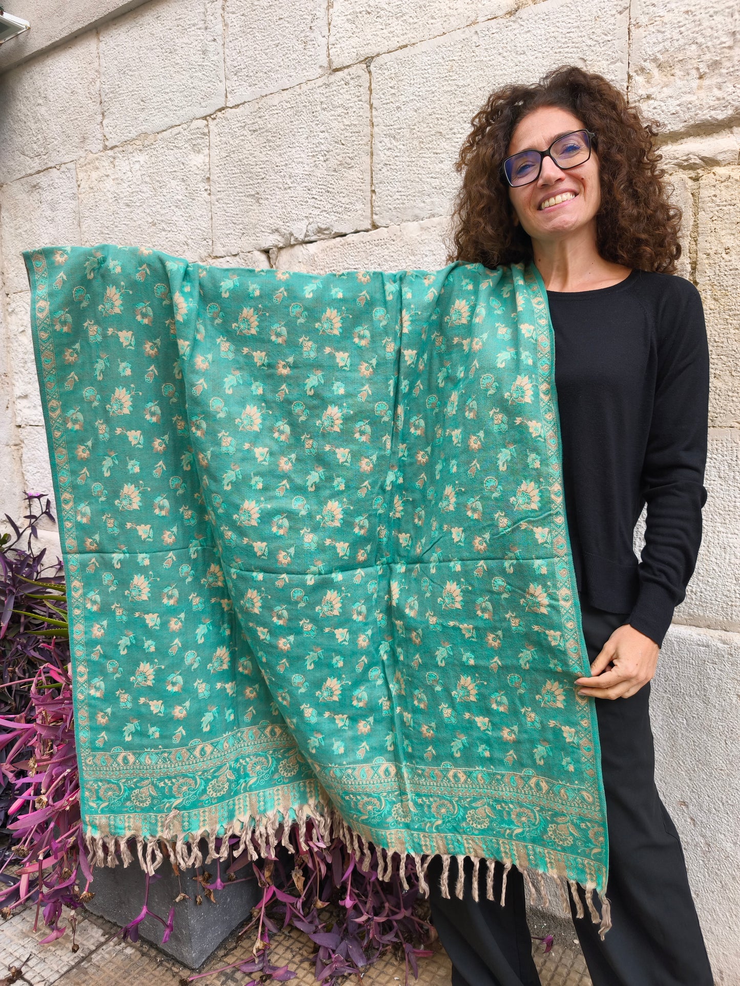 Warm Tibetan Yak Wool Shawl Scarf Stole Pashmina Blanket 124A