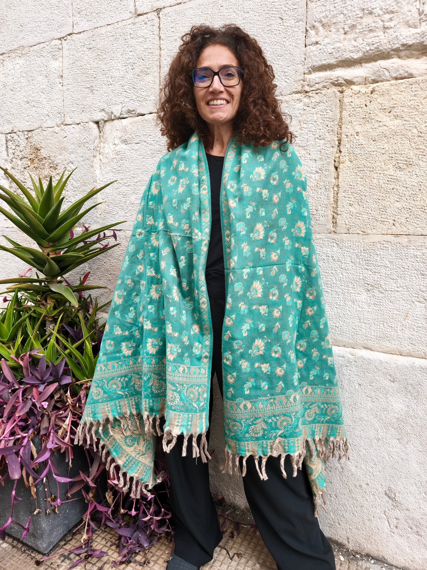 Warm Tibetan Yak Wool Shawl Scarf Stole Pashmina Blanket 124A