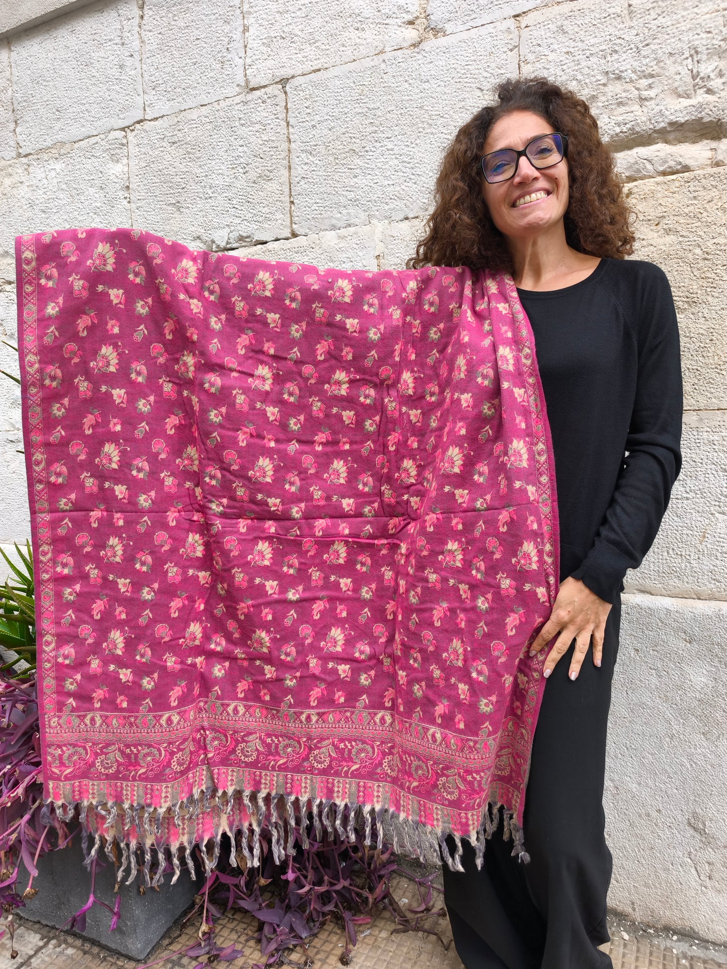 Warm Tibetan Yak Wool Shawl Scarf Stole Pashmina Blanket 125A