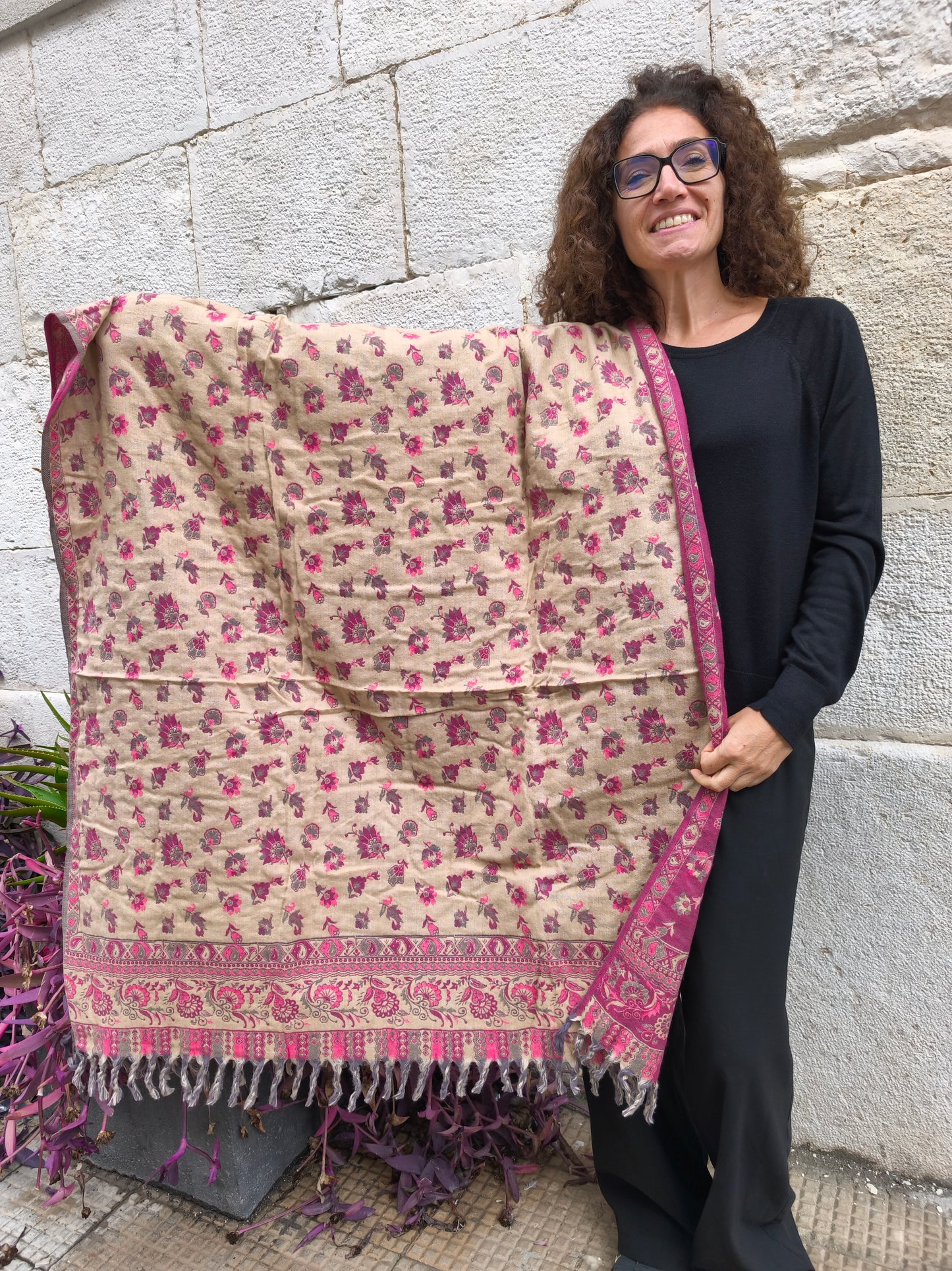 Warm Tibetan Yak Wool Shawl Scarf Stole Pashmina Blanket 125A