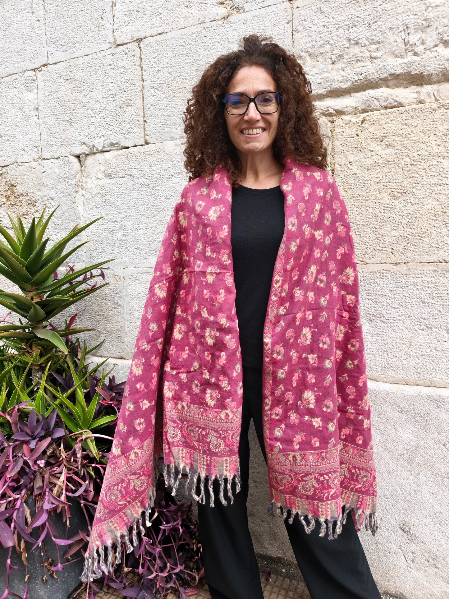 Warm Tibetan Yak Wool Shawl Scarf Stole Pashmina Blanket 125A