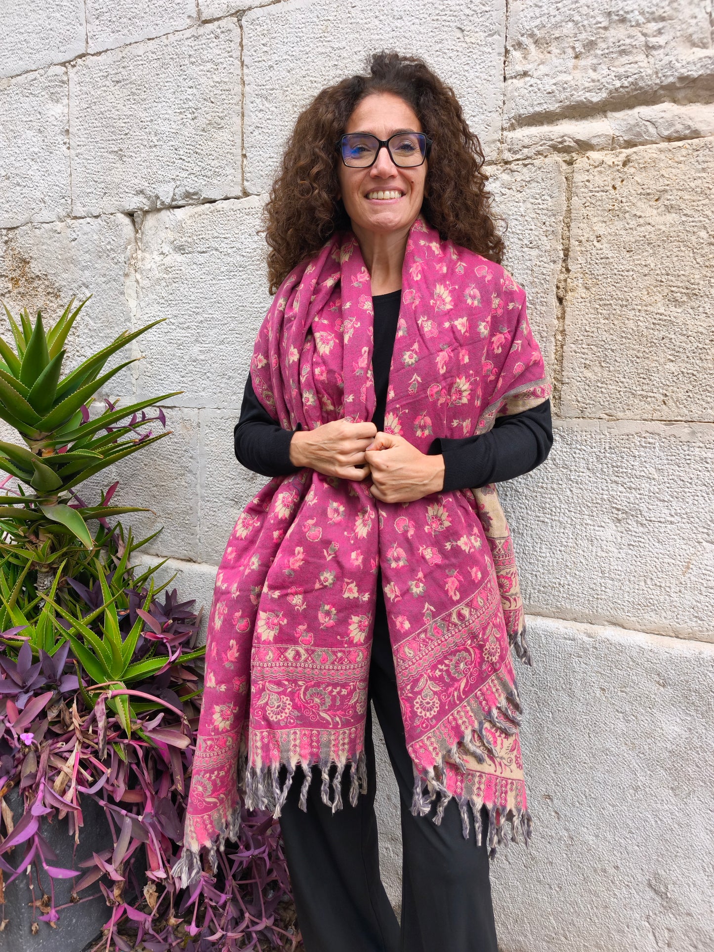 Warm Tibetan Yak Wool Shawl Scarf Stole Pashmina Blanket 125A